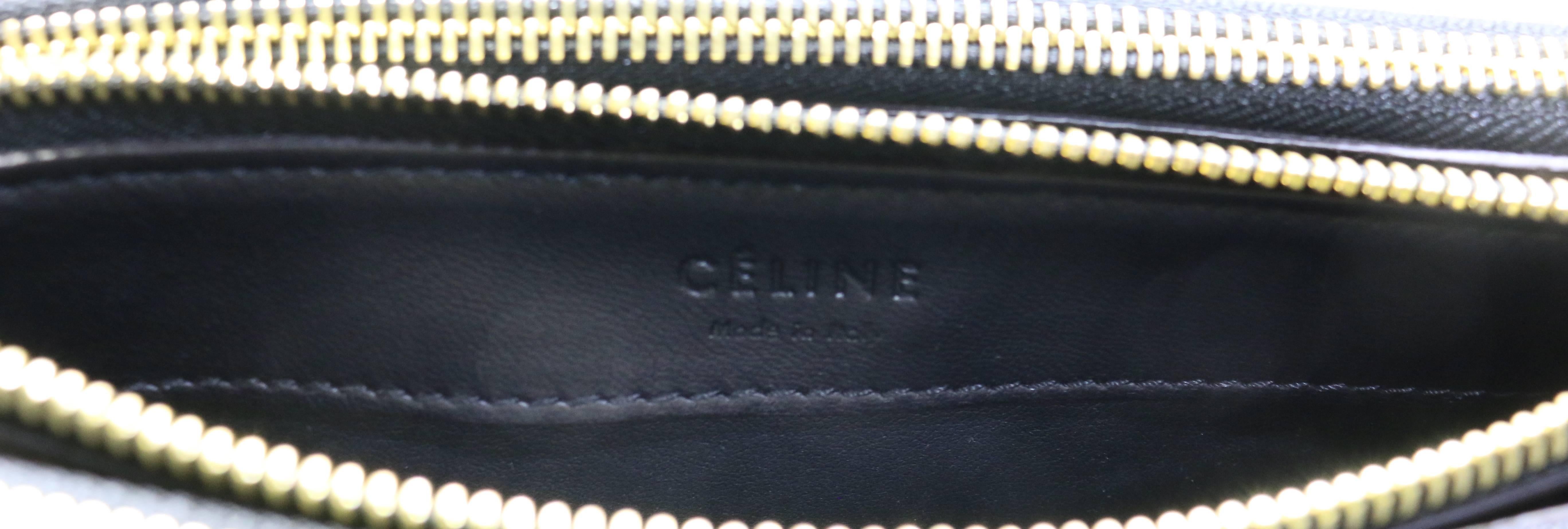 Celine Mini Trio Embossed Python and Black Leather Pouches with Strap  1