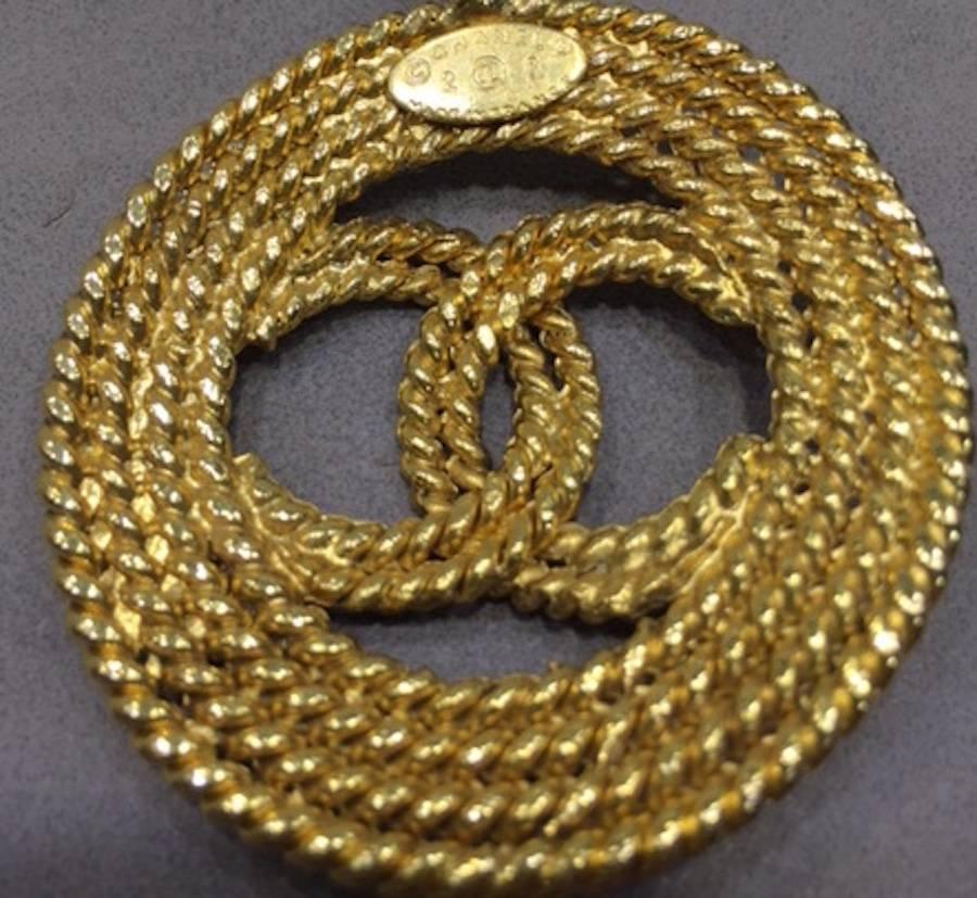 Vintage Chanel Gold Toned Plated Metal Round Rope 