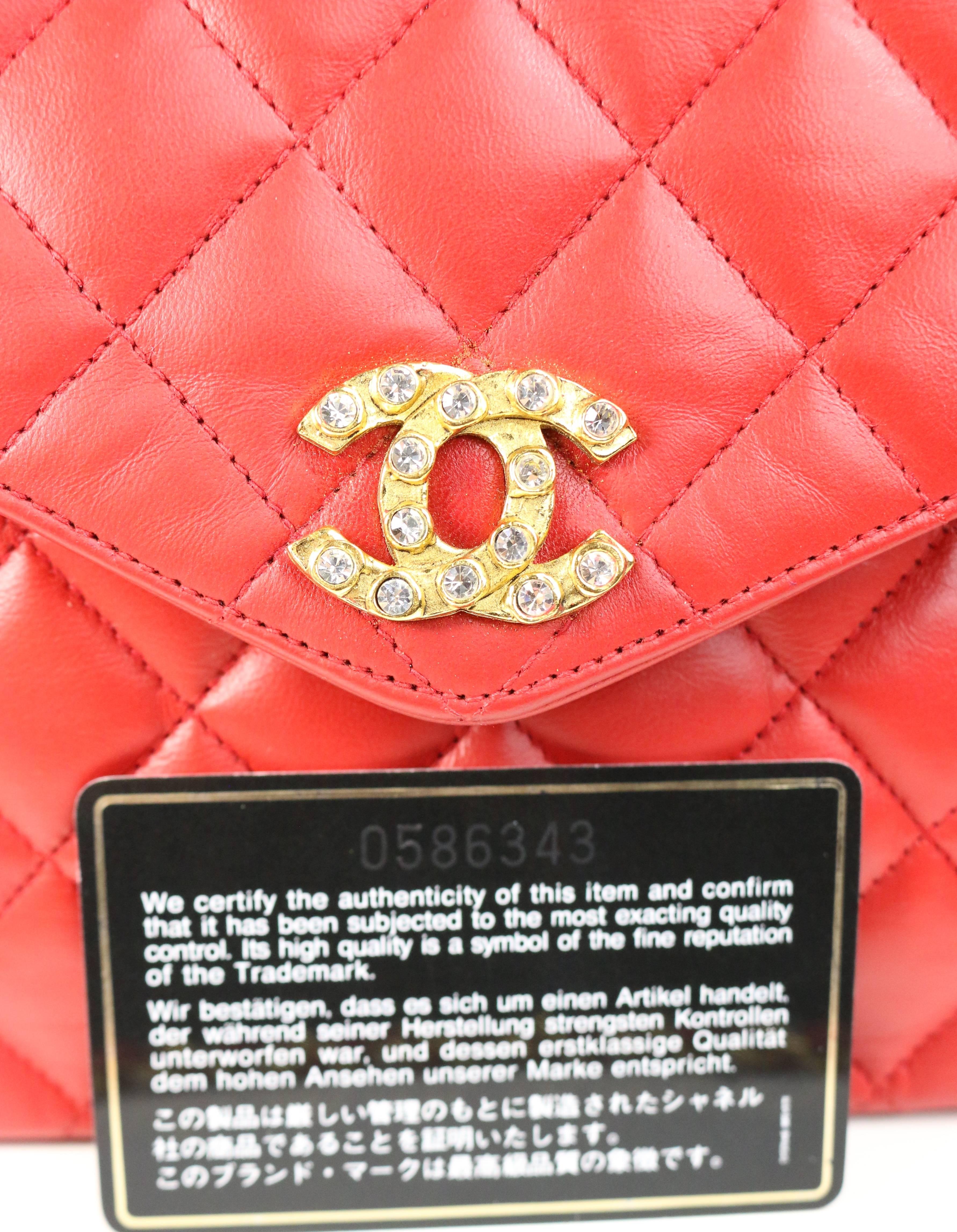 Chanel Classic Red Quilted Lambskin Leather 