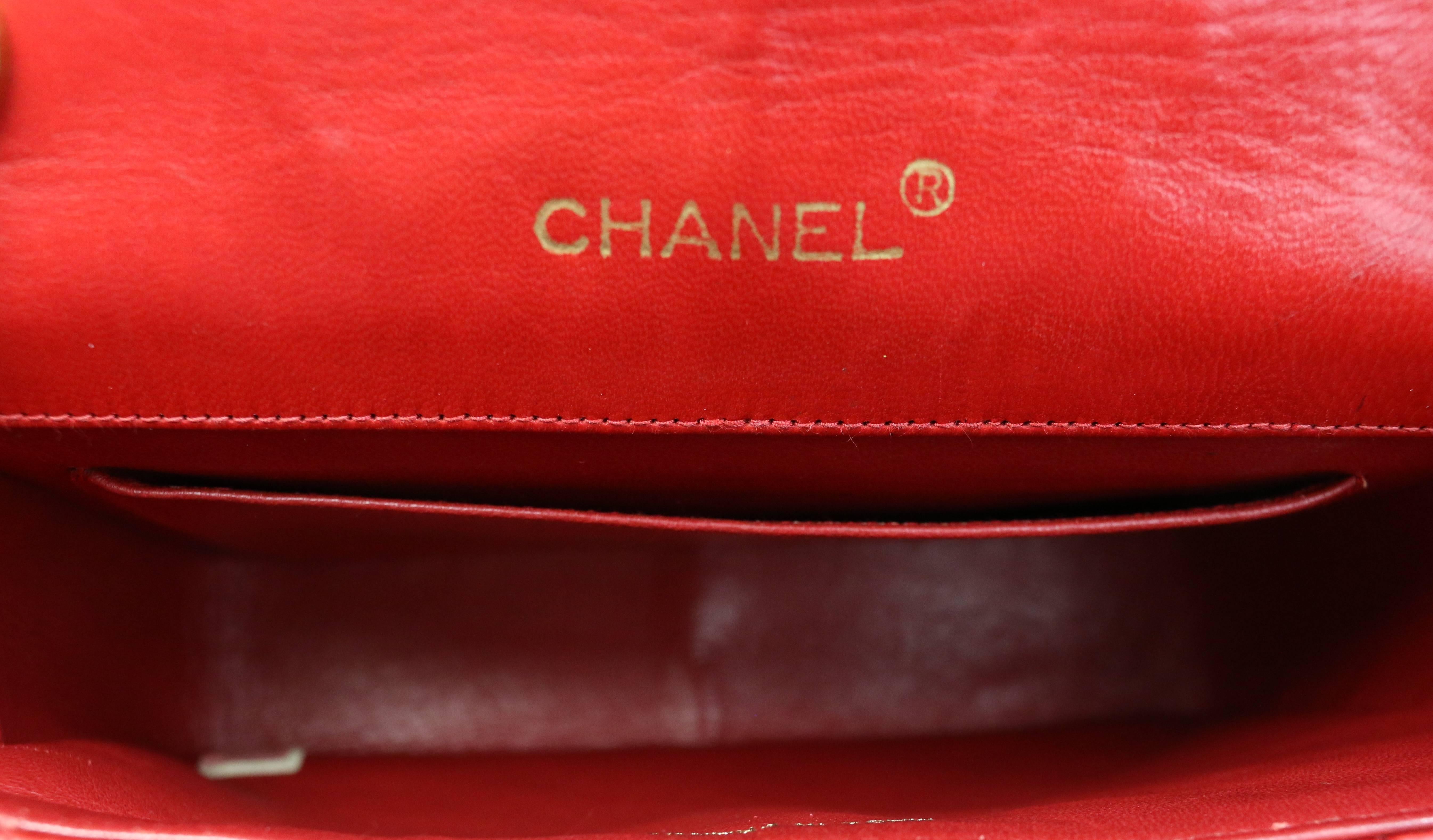 Chanel Classic Red Quilted Lambskin Leather 