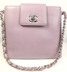 Chanel Purple Lambskin Leather Silver Chain Mini Handbag