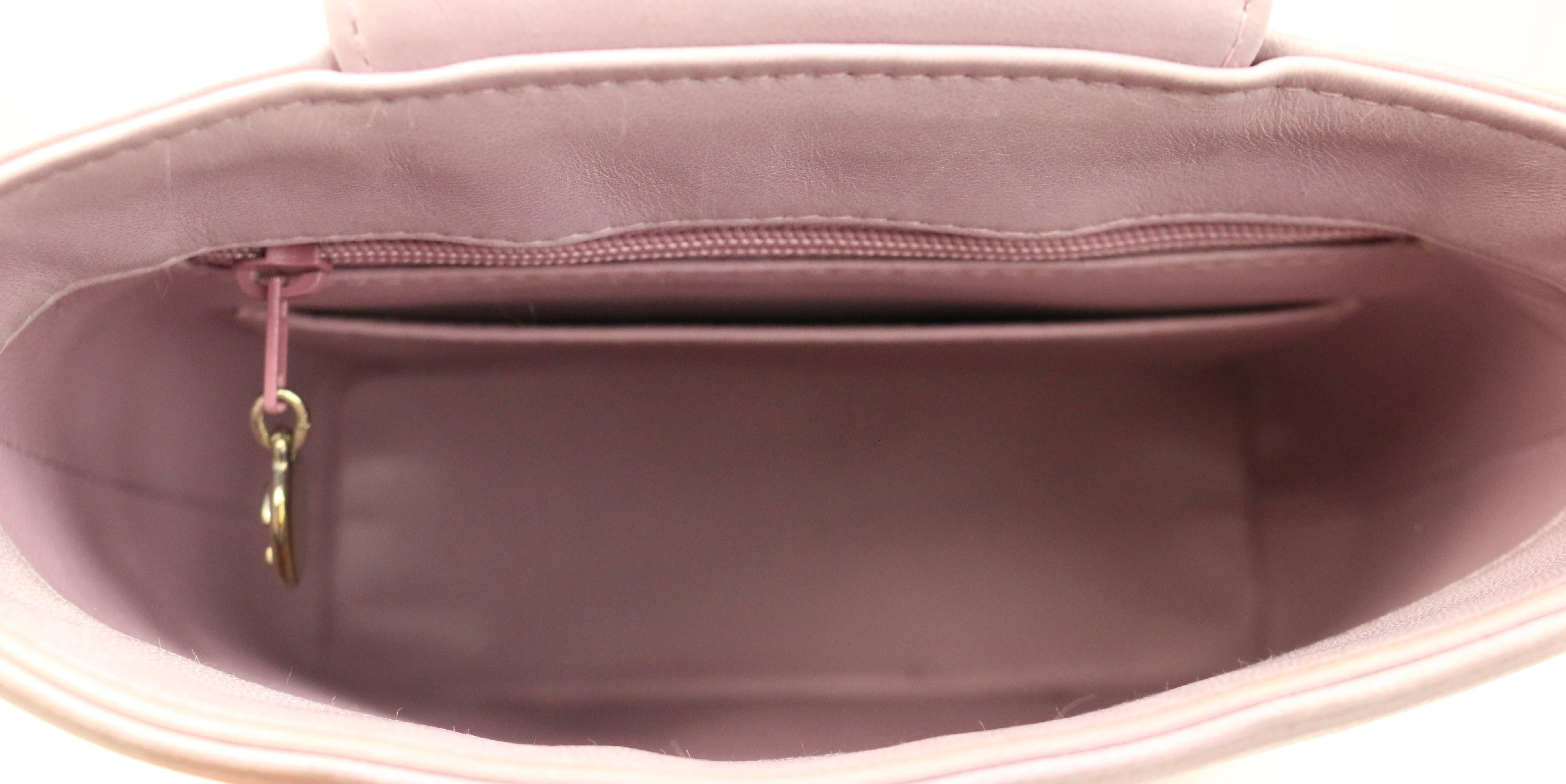 Chanel Purple Lambskin Leather Silver Chain Mini Handbag 1