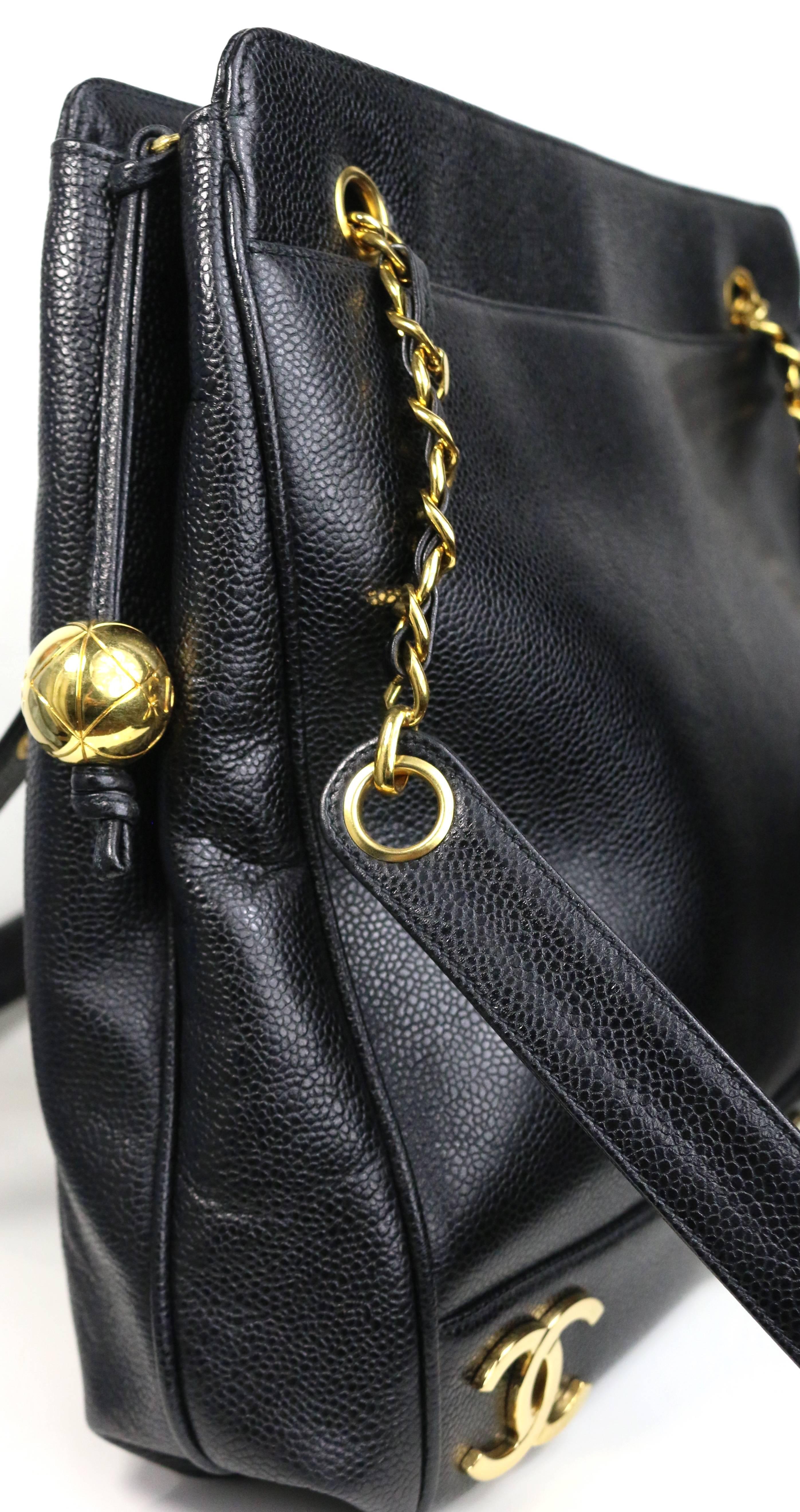 black chanel caviar bag with gold chain