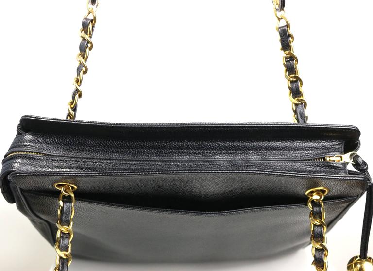Women's Unused Chanel Black Caviar Leather Gold 