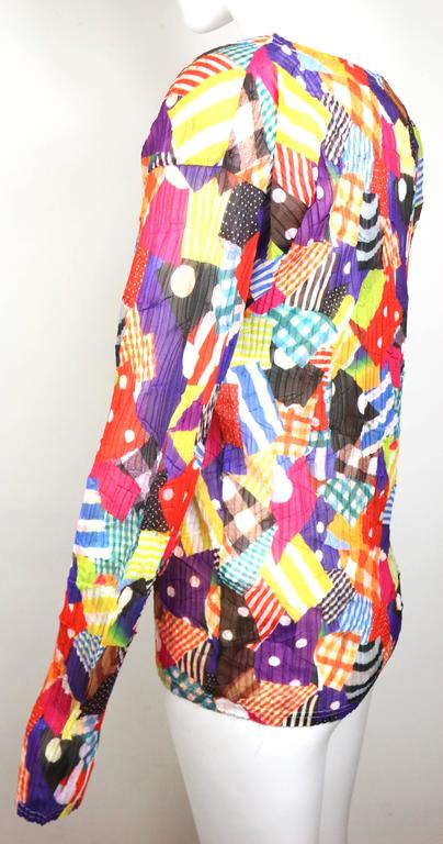 me ISSEY MIYAKE Tree Pattern Box Pleated High Neck Cut T-shirt MI71FK485 blue