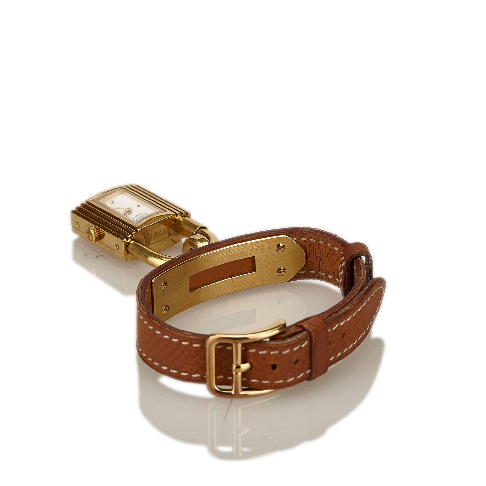Hermes Kelly Pm Natural Barenia Calfskin Leather Strap Watches In Excellent Condition In Sheung Wan, HK