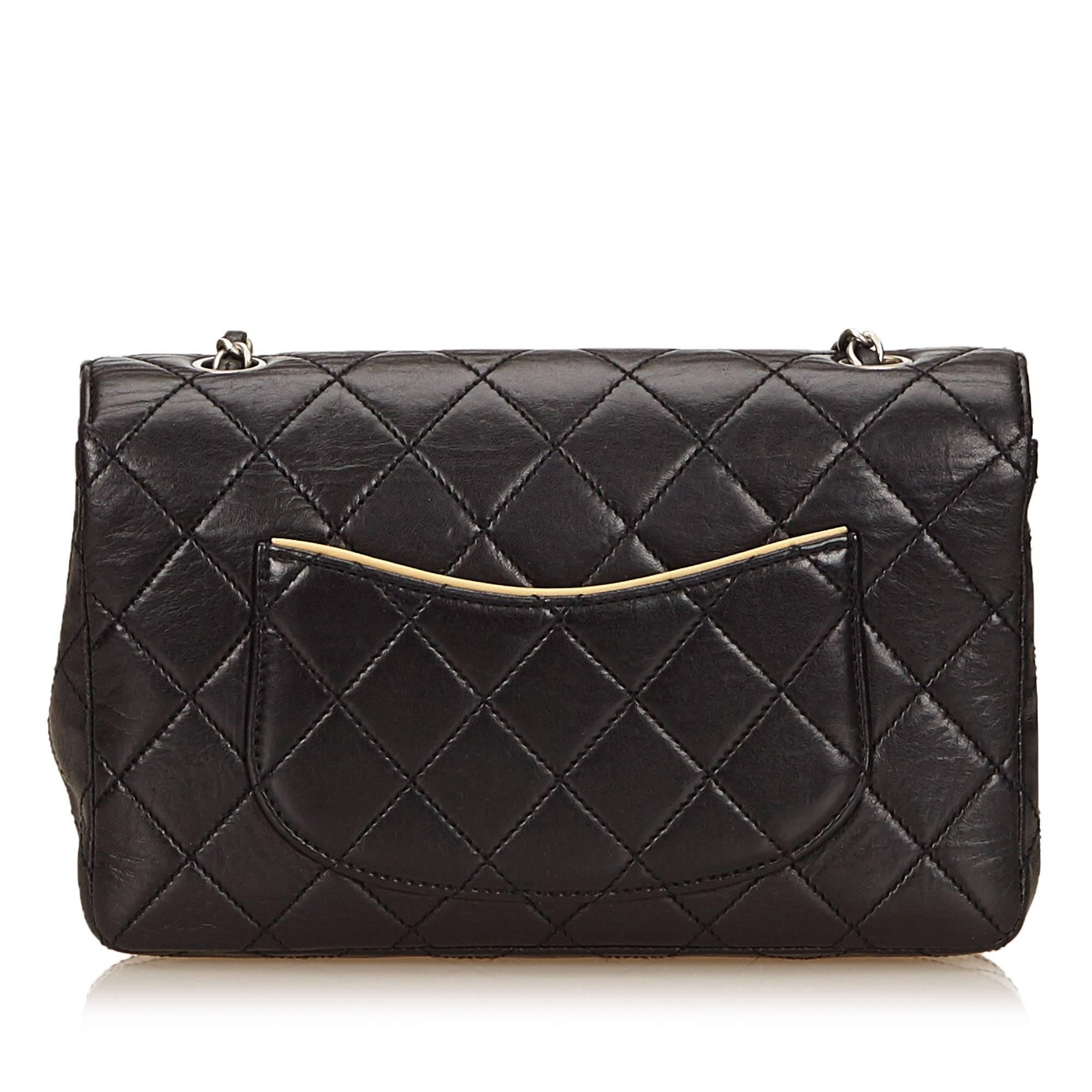 Black Chanel Back and Beige Quilted Lambskin Matelassé Shoulder Flap Bag