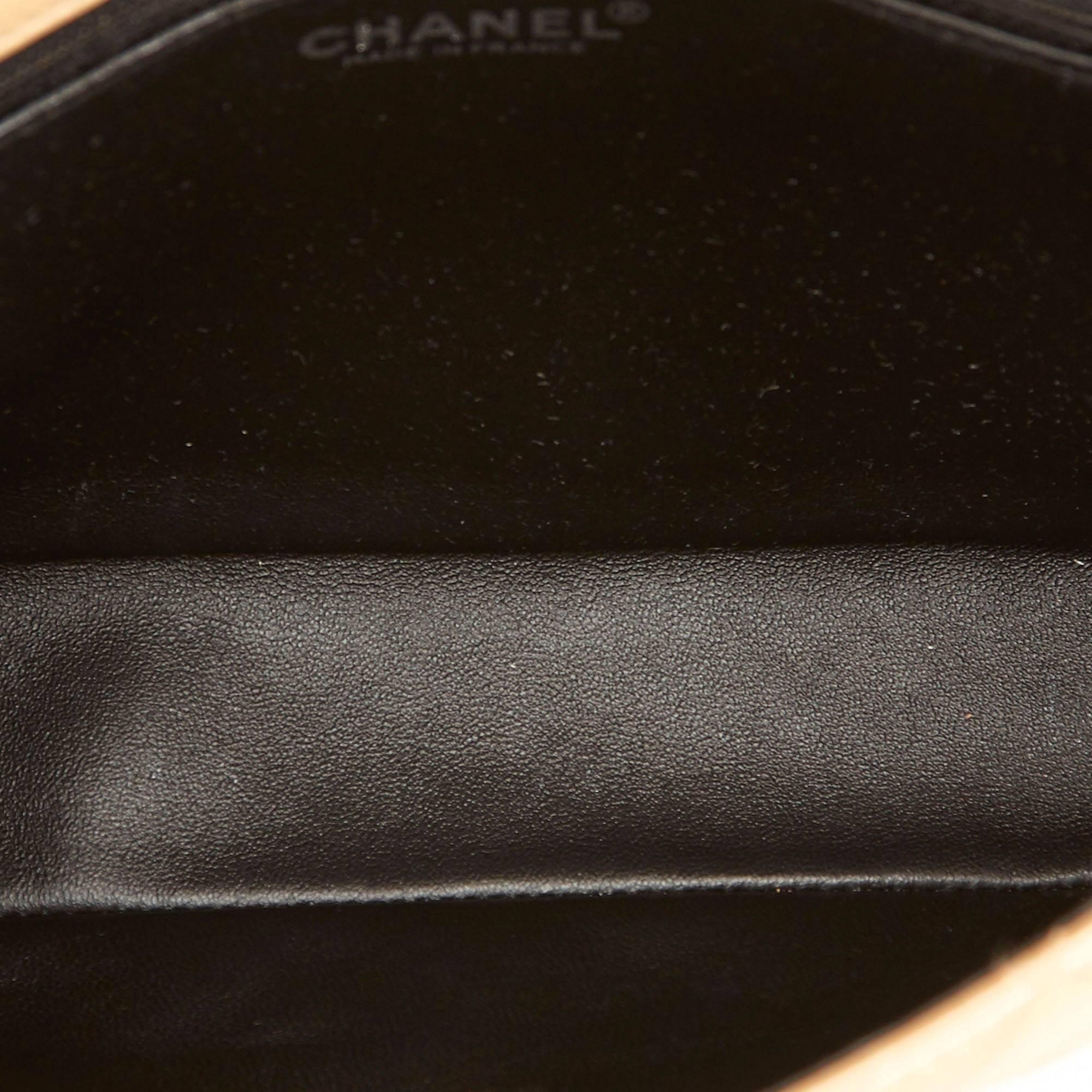 Chanel Back and Beige Quilted Lambskin Matelassé Shoulder Flap Bag 1