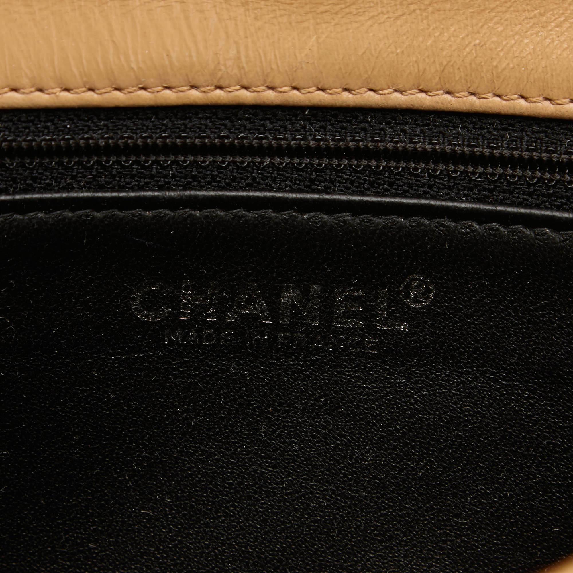 Chanel Back and Beige Quilted Lambskin Matelassé Shoulder Flap Bag 2