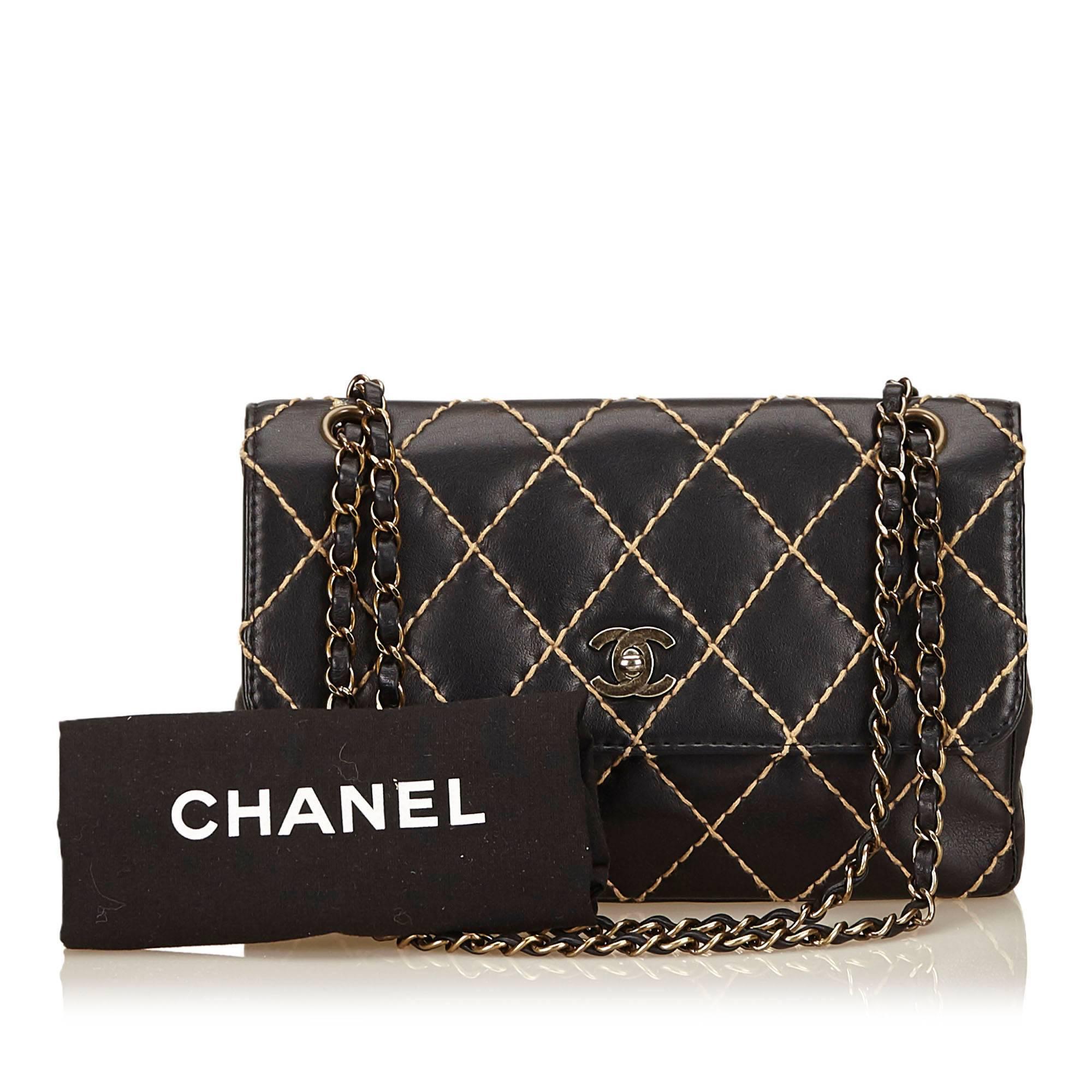 Chanel Black Quilted Lambskin Wild Stitch Flap Bag 1