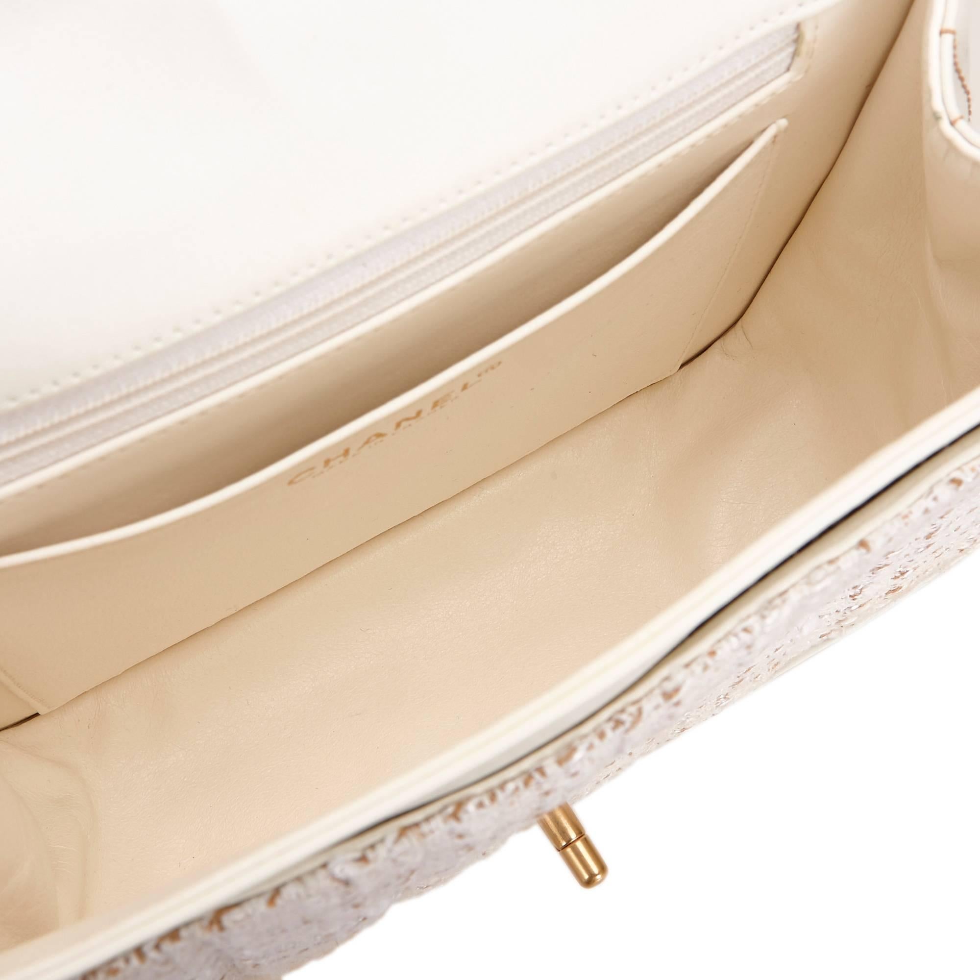chanel white tweed bag