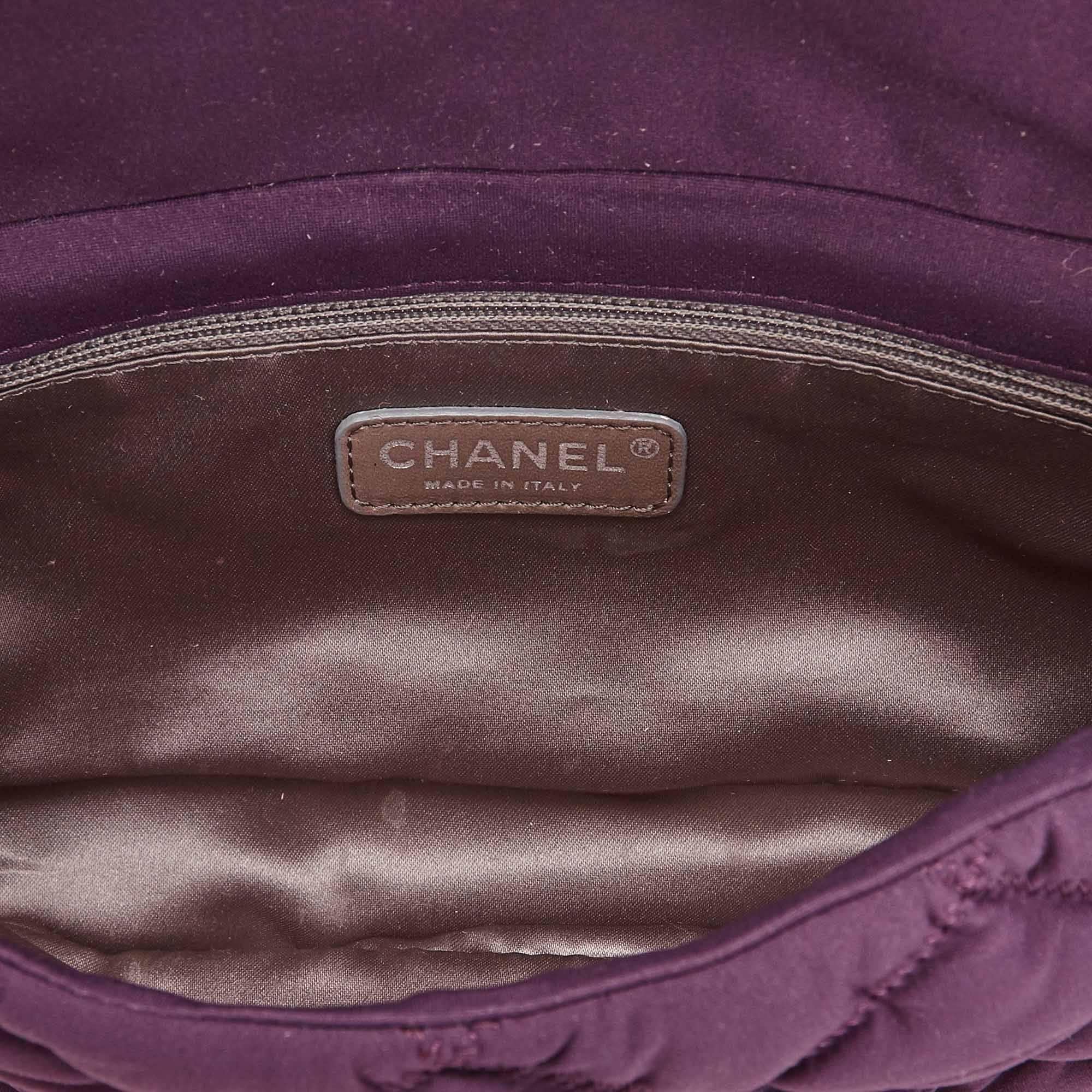 Black Chanel Purple Quilted Nylon Bubble Chain Shoulder Bag