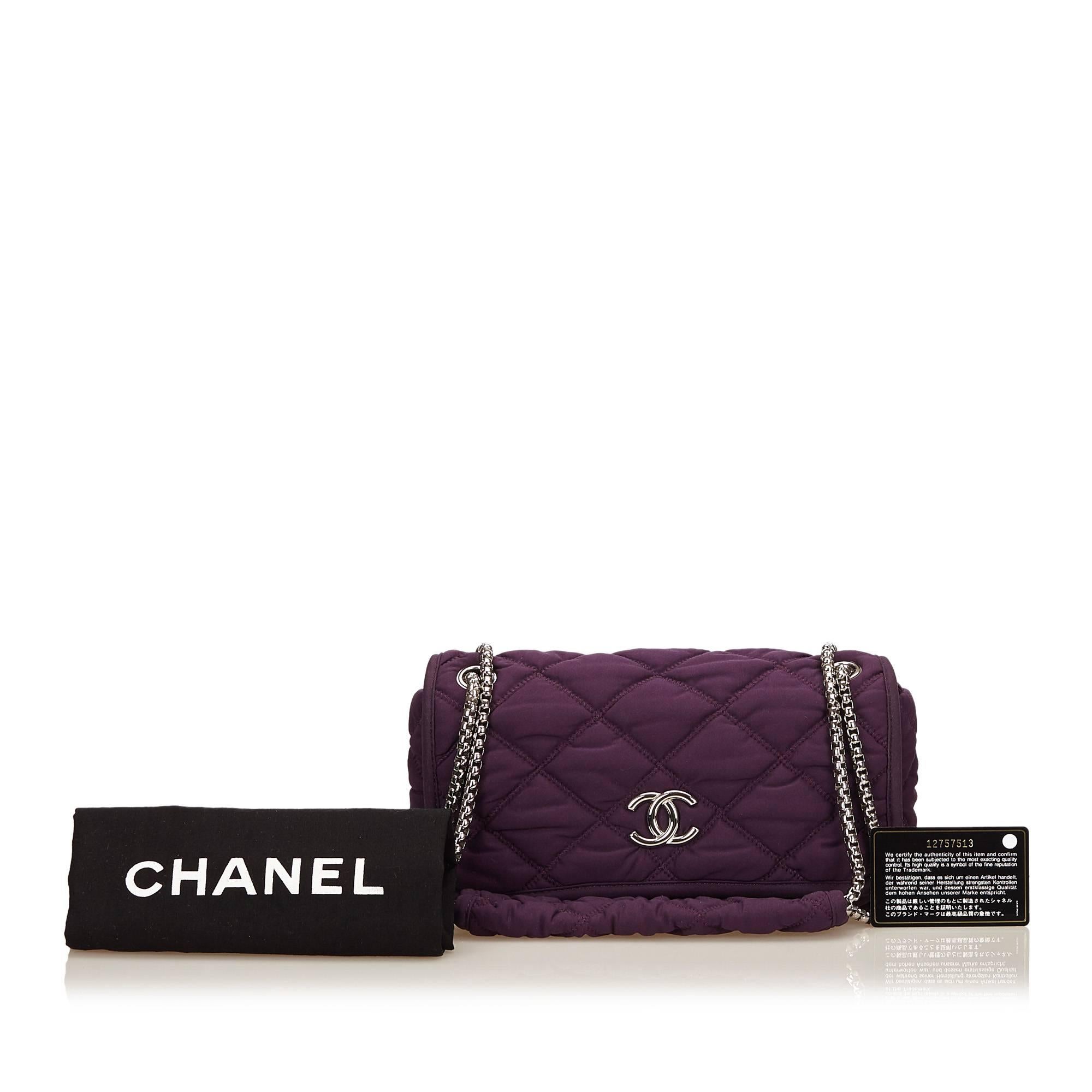 Women's Chanel Purple Quilted Nylon Bubble Chain Shoulder Bag