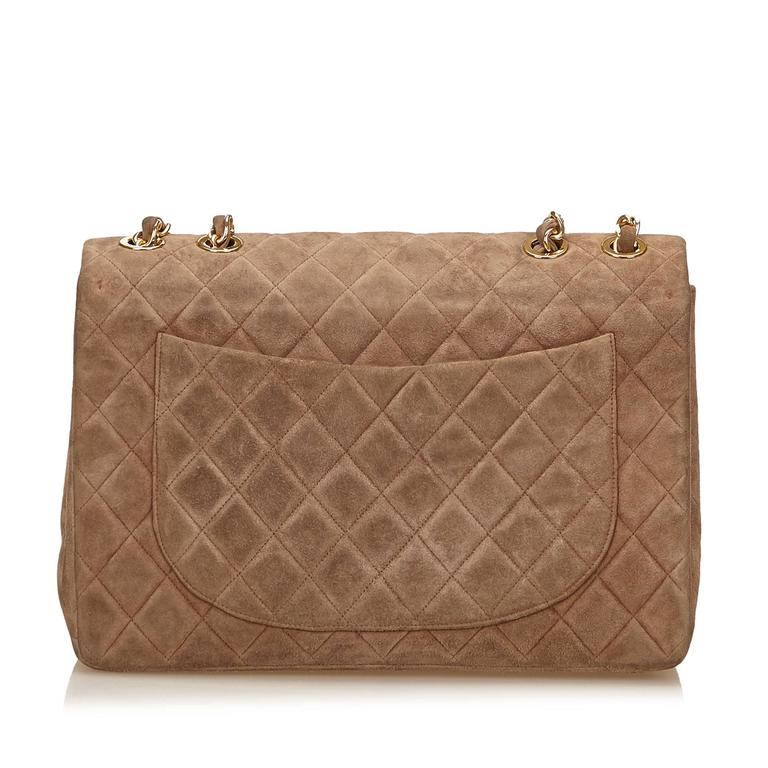 Chanel Brown Quilted Suede Maxi Shoulder Flap Bag at 1stDibs suede