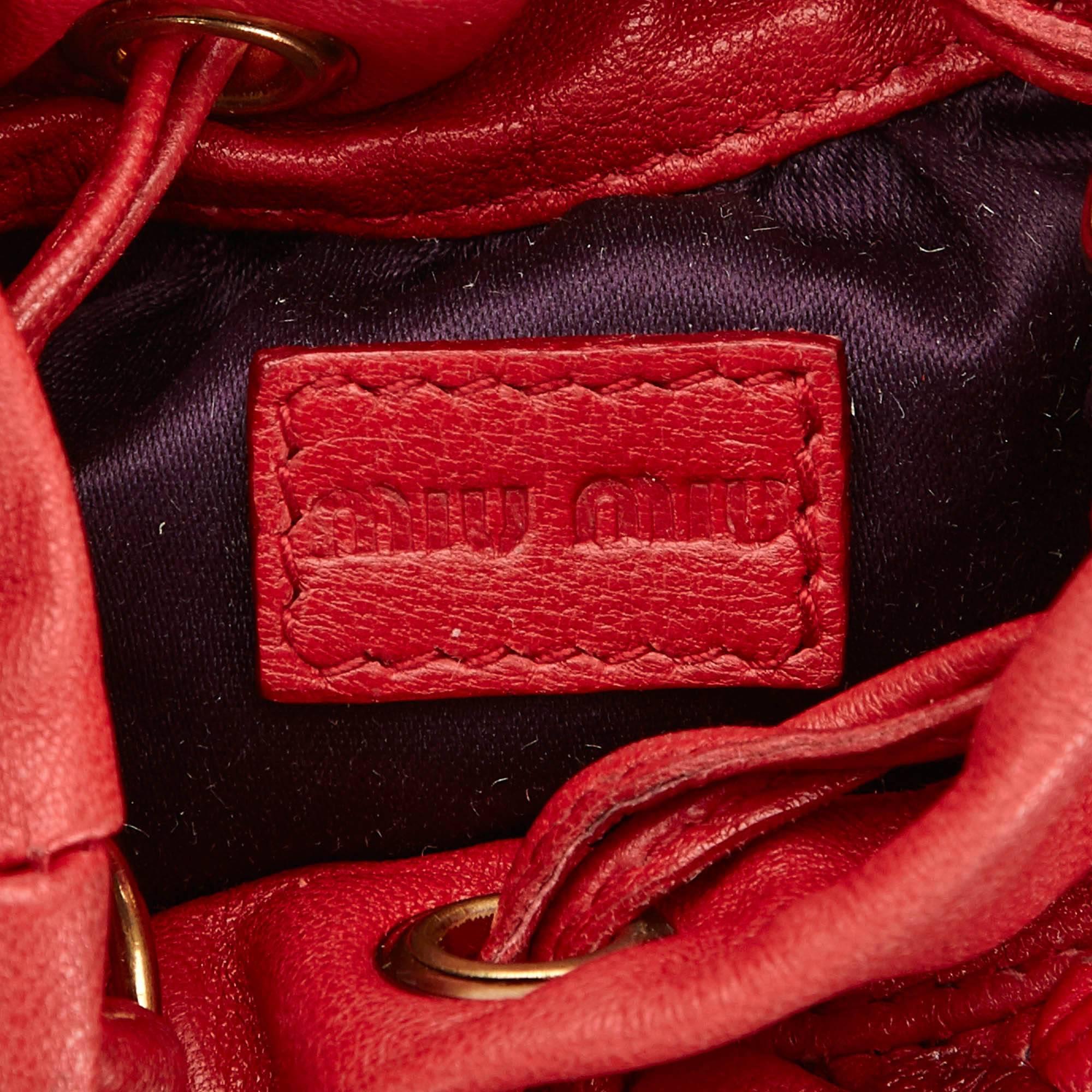 Miu Miu Red Leather Shoulder Bag With Strap  2