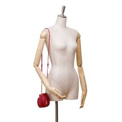 Miu Miu Red Leather Shoulder Bag With Strap