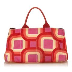 Prada Retro Printed Canapa Tote Bag