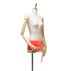 Christian Dior Orange and Pink Leather Clutch Bag