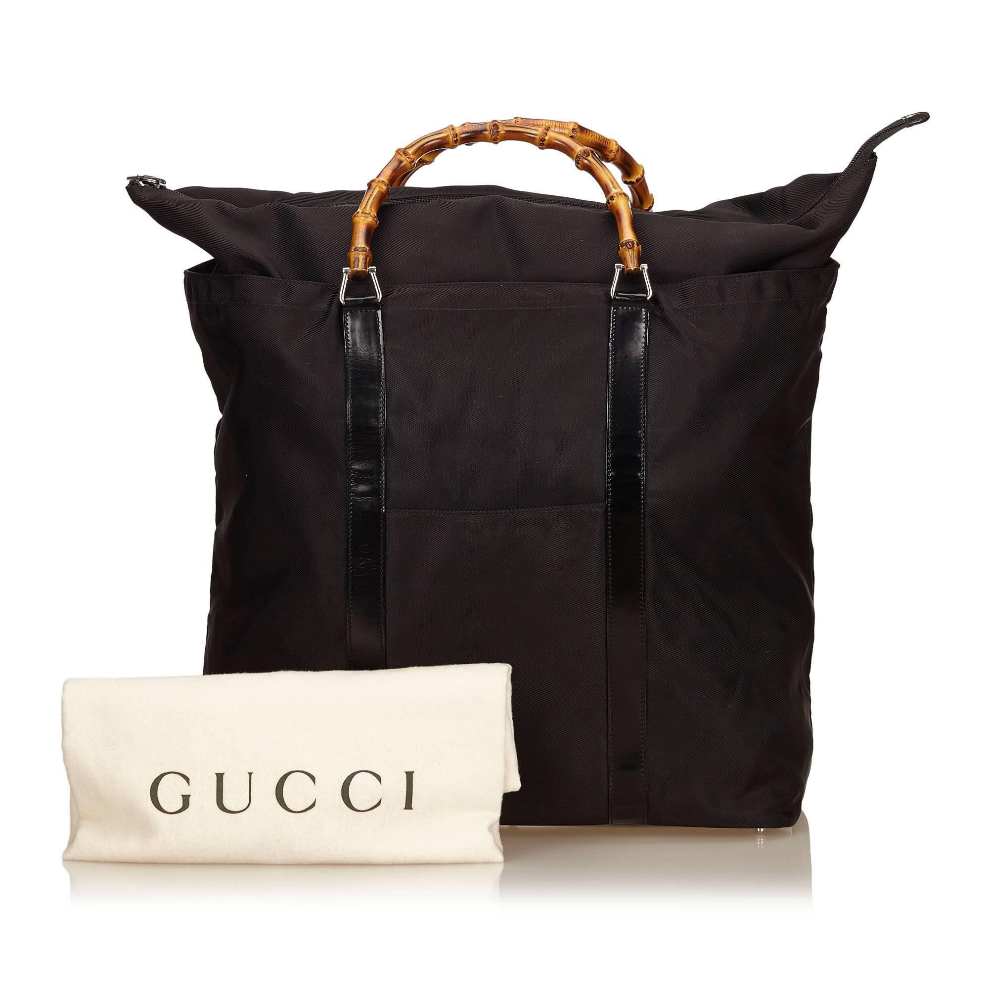 Gucci Black Nylon Bamboo Duffel Bag 3