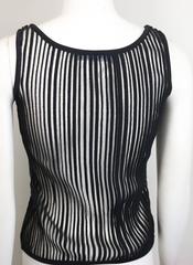 Thierry Mugler Black Knitted Vertical Stripe See Through Tank Top