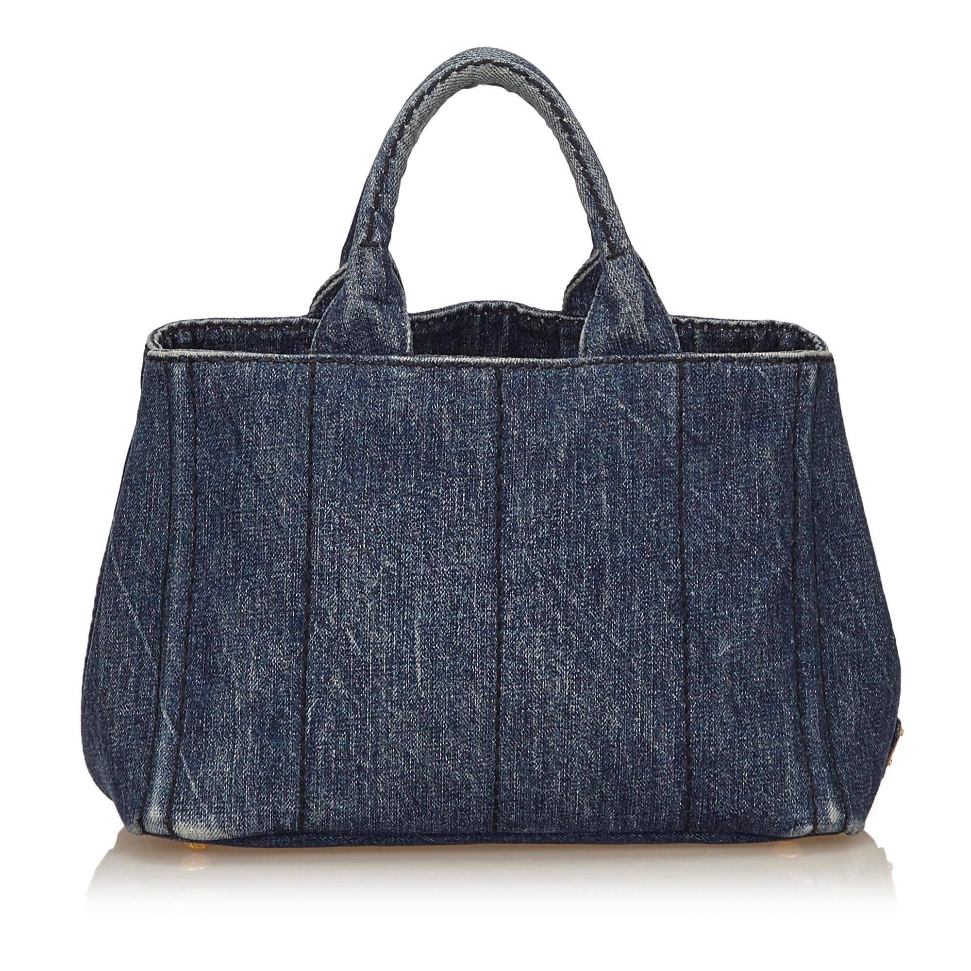 Black Prada Denim Tote Bag