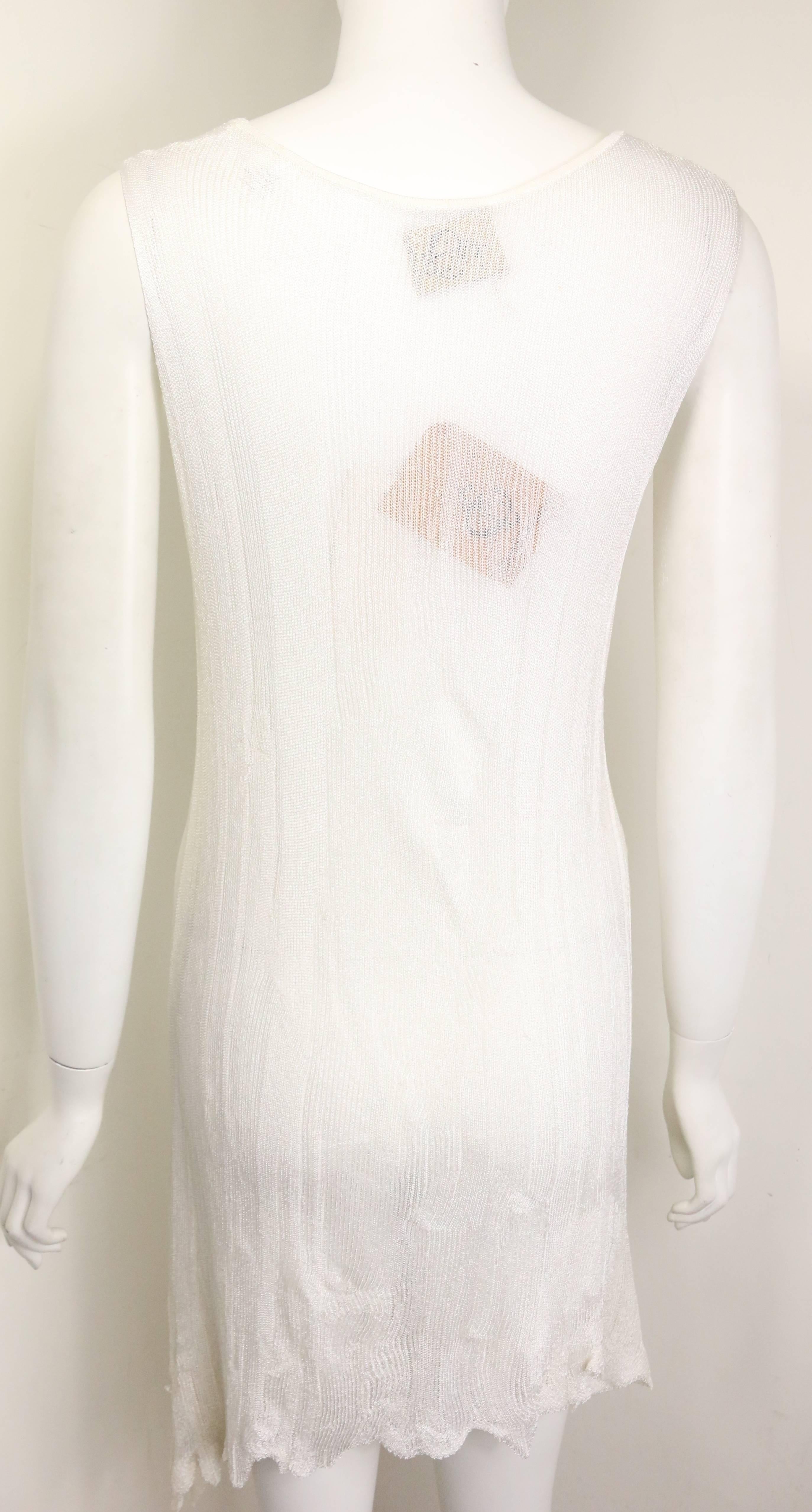E Couture White Asymmetric Hem Sleeveless Knitted Dress  In New Condition For Sale In Sheung Wan, HK