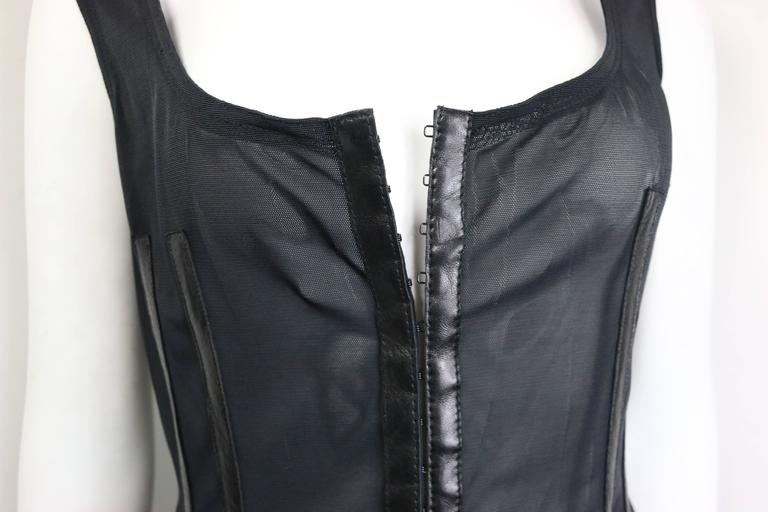 Plein Sud Black Leather Trim See Through Sleeveless Dress In New Condition For Sale In Sheung Wan, HK