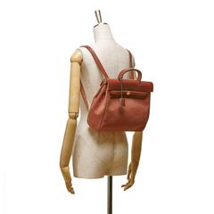 Hermes Brown Canvas and Leather Herbag Backpack