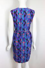 M Missoni Sleeveless Multicolour Diamond Print Silk Dress with Belt