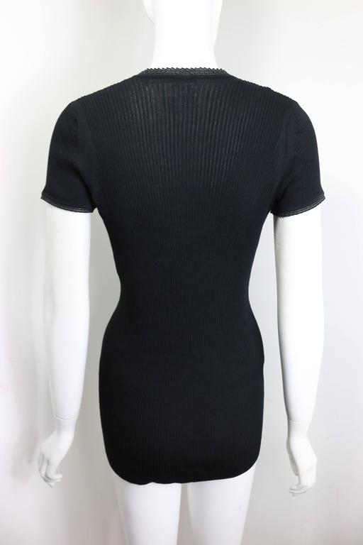 Chanel Black Cotton and Silk Short Sleeves Knitted Top at 1stDibs