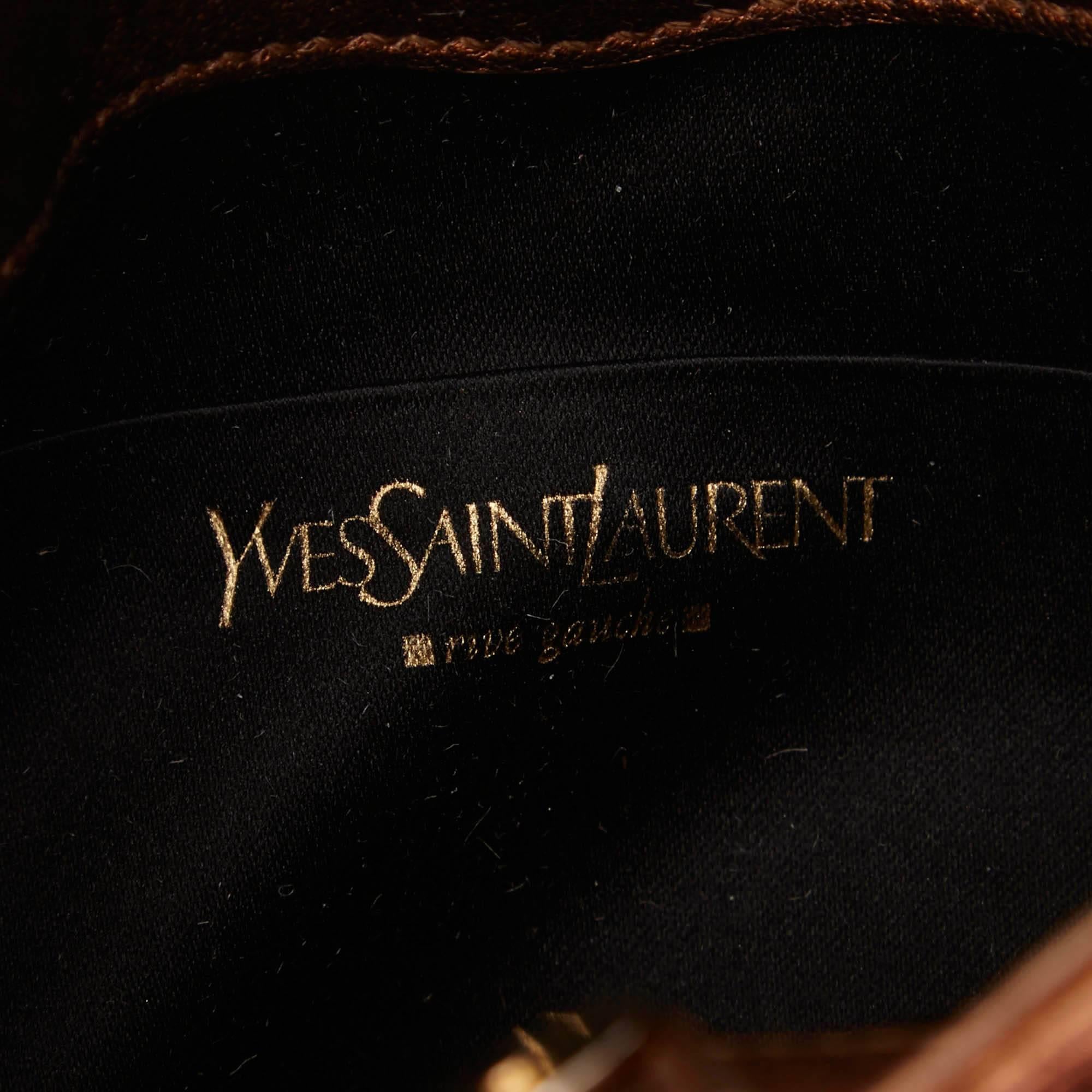 Brown Yves Saint Laurent Bronze Metallic Leather Sac Bow Bag 