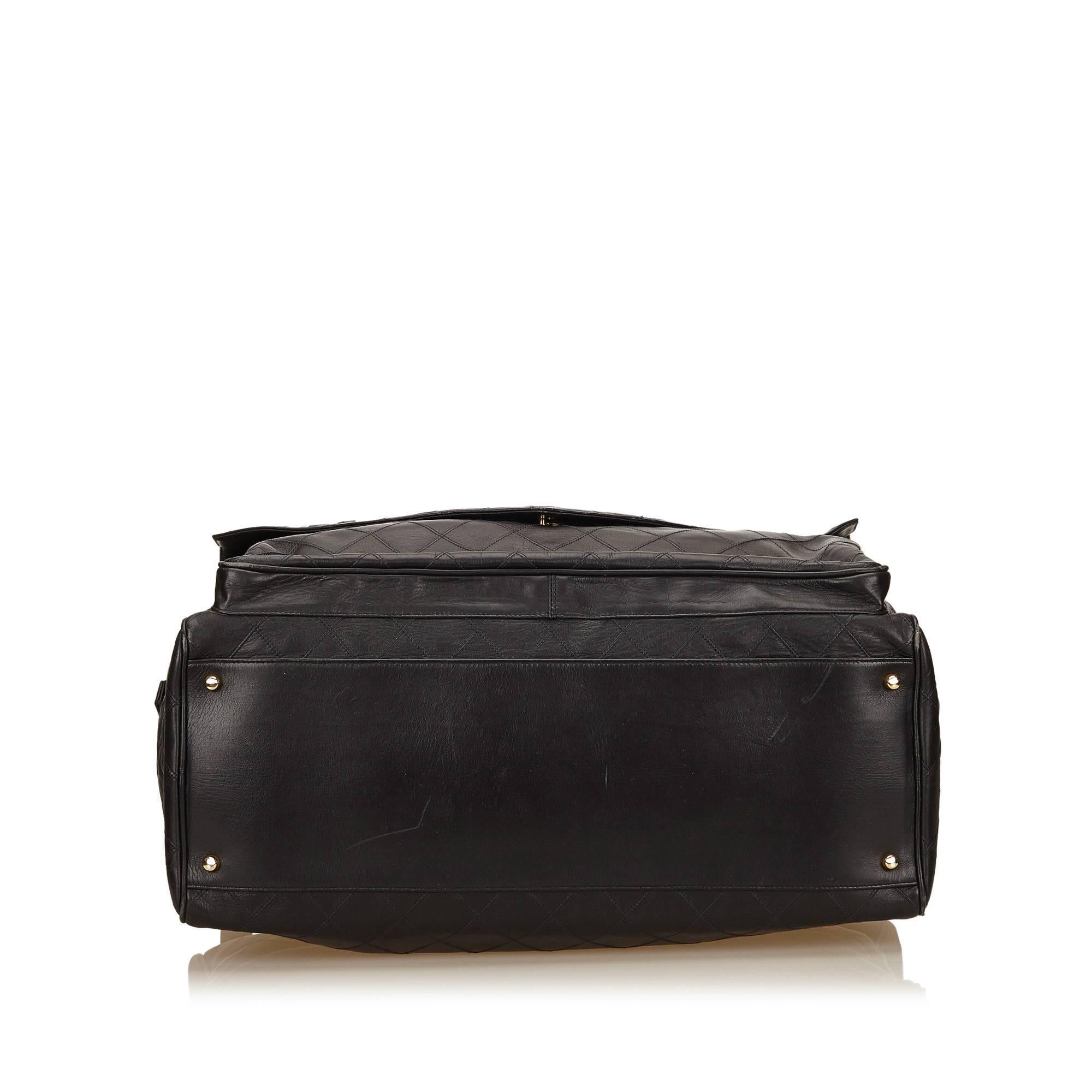 Women's or Men's Chanel Black Leather Matelasse Duffel Bag Shoulder Bag