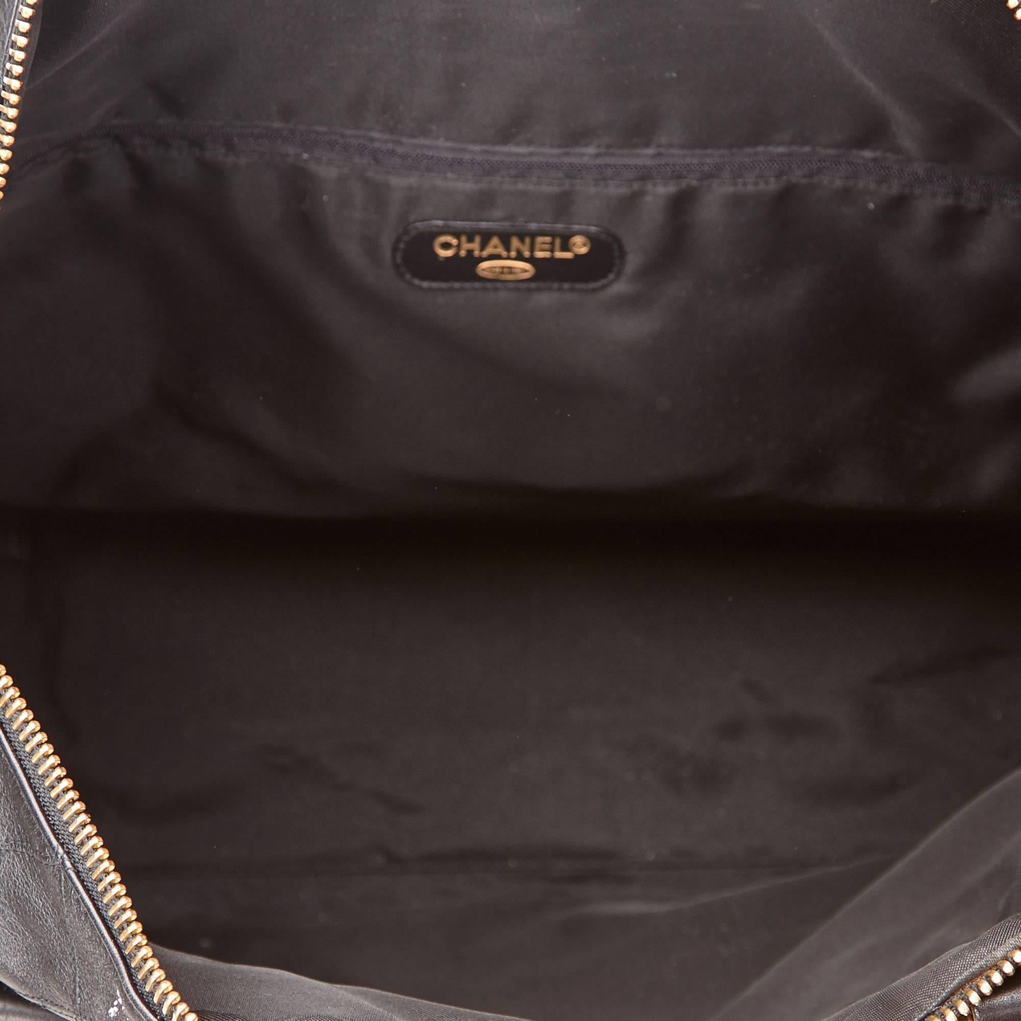 Chanel Black Leather Matelasse Duffel Bag Shoulder Bag 1