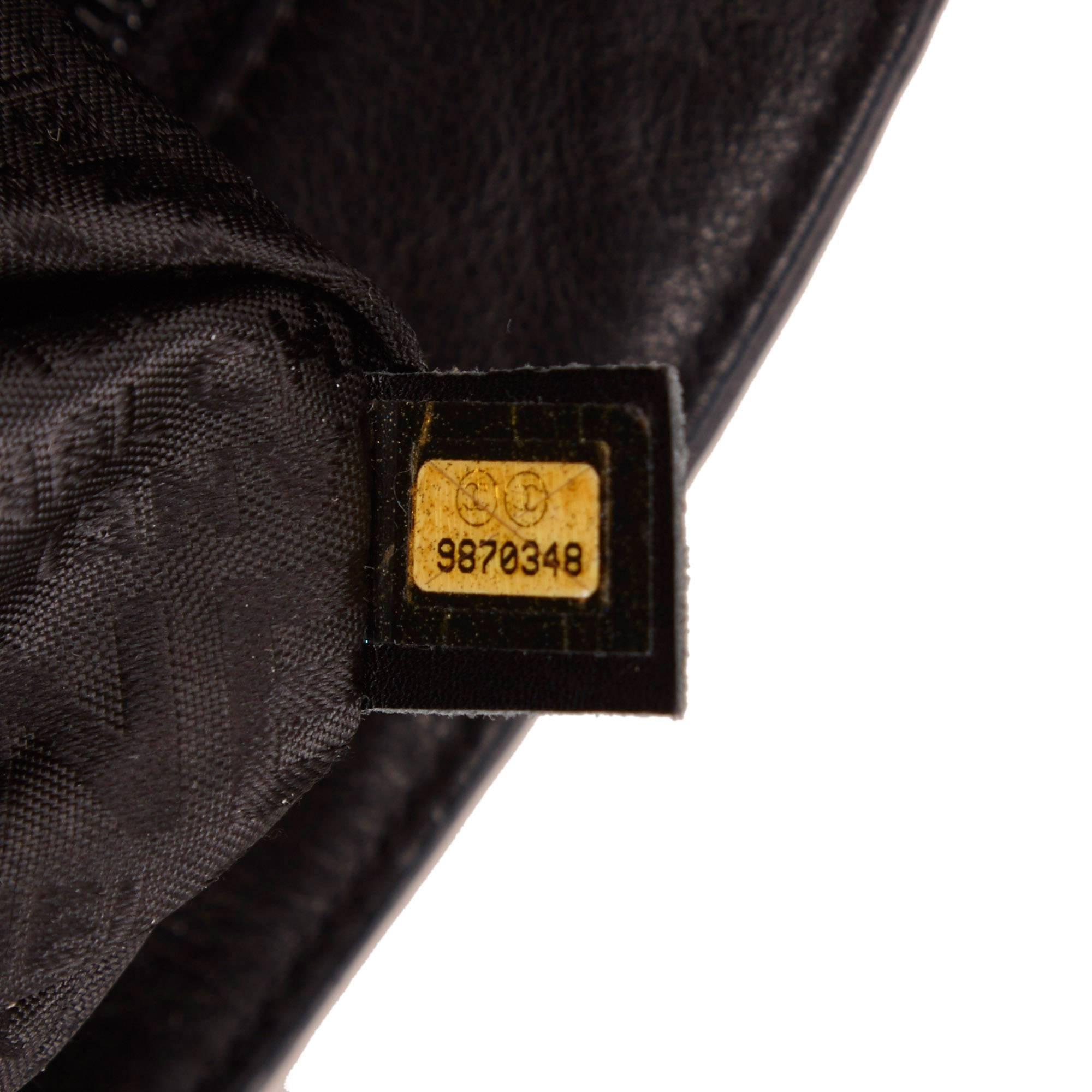 Chanel Black Lambskin Leather Fold Over Shoulder Bag 2