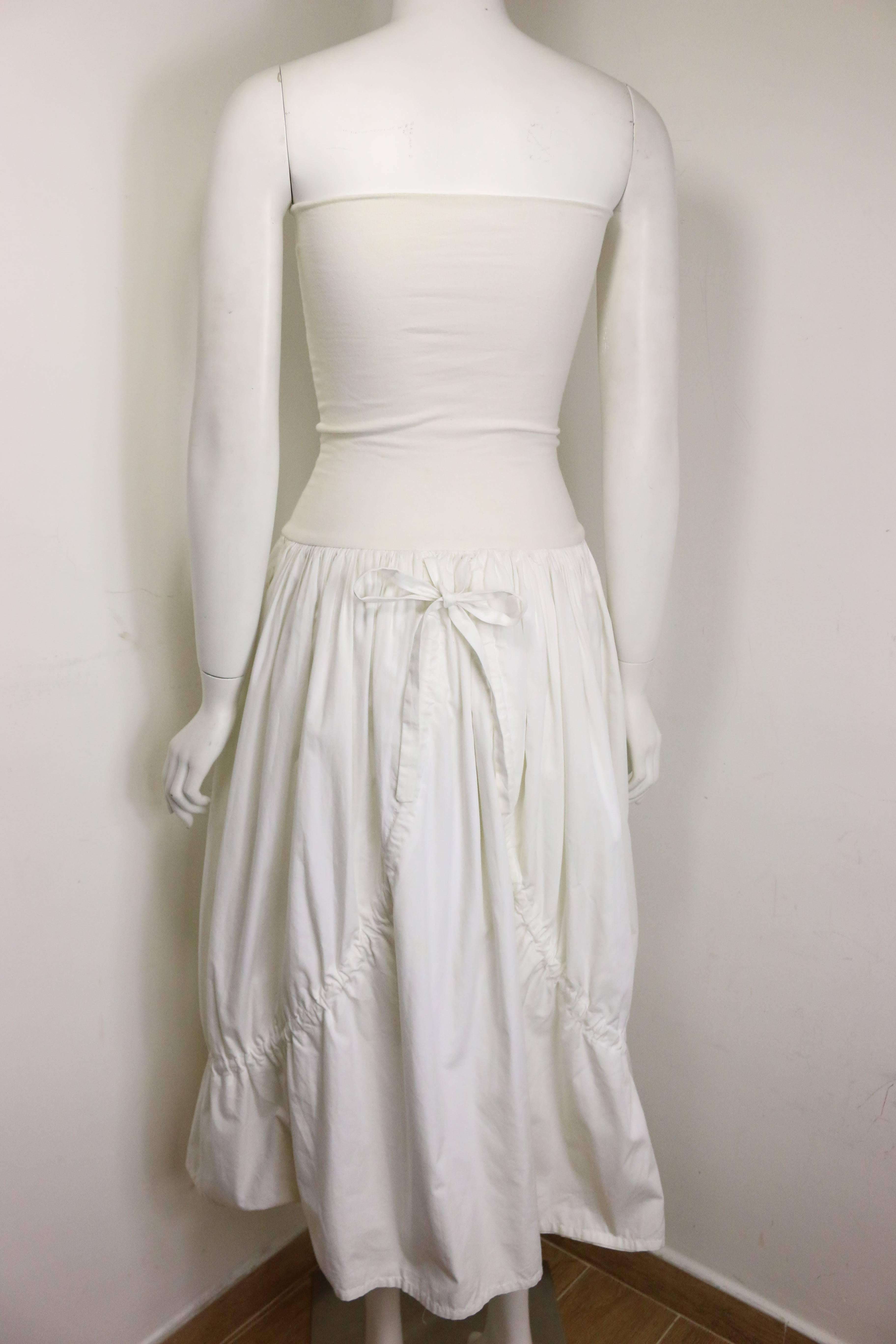 Gray Dolce and Gabbana White Cotton Strapless Dress