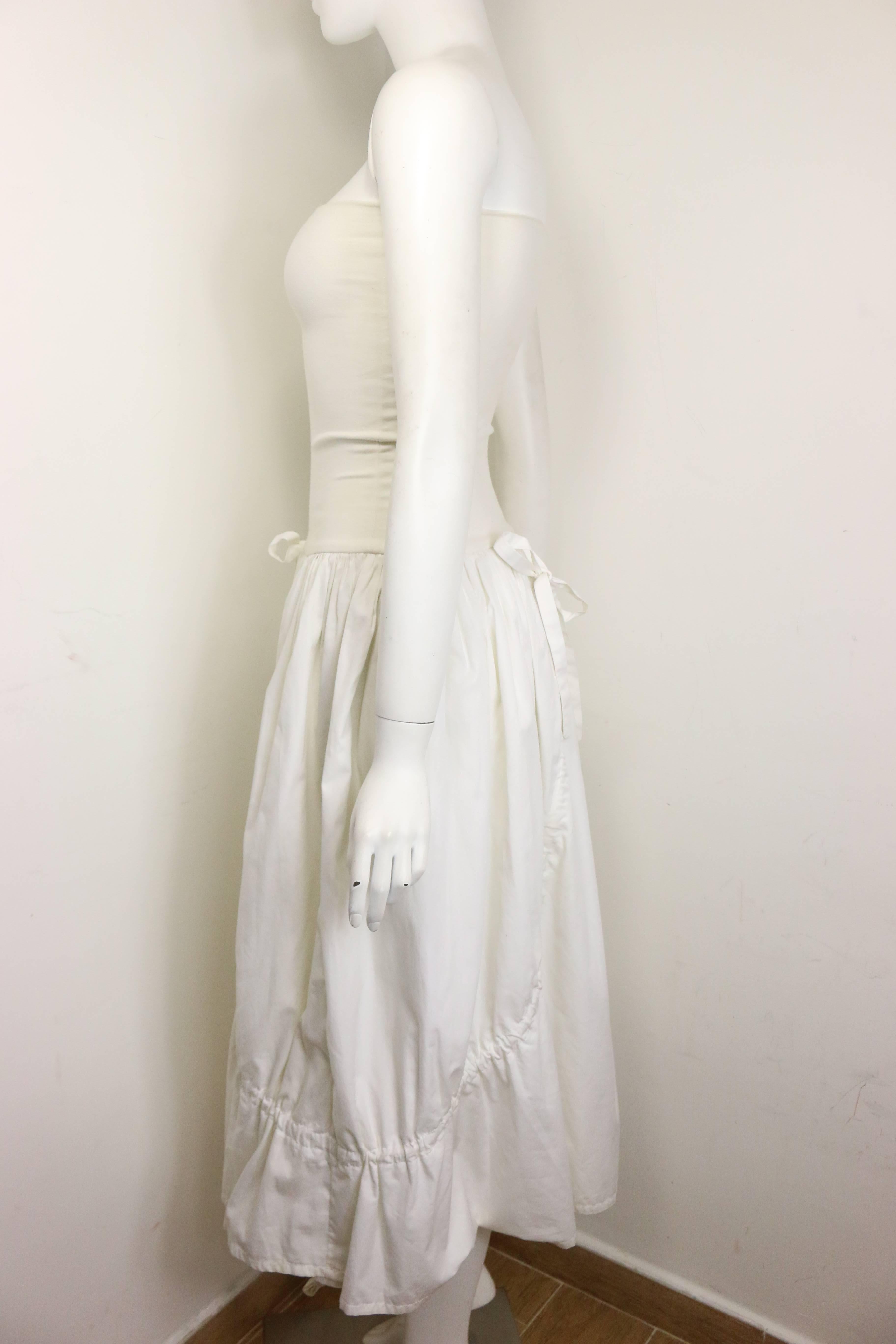 Women's Dolce and Gabbana White Cotton Strapless Dress