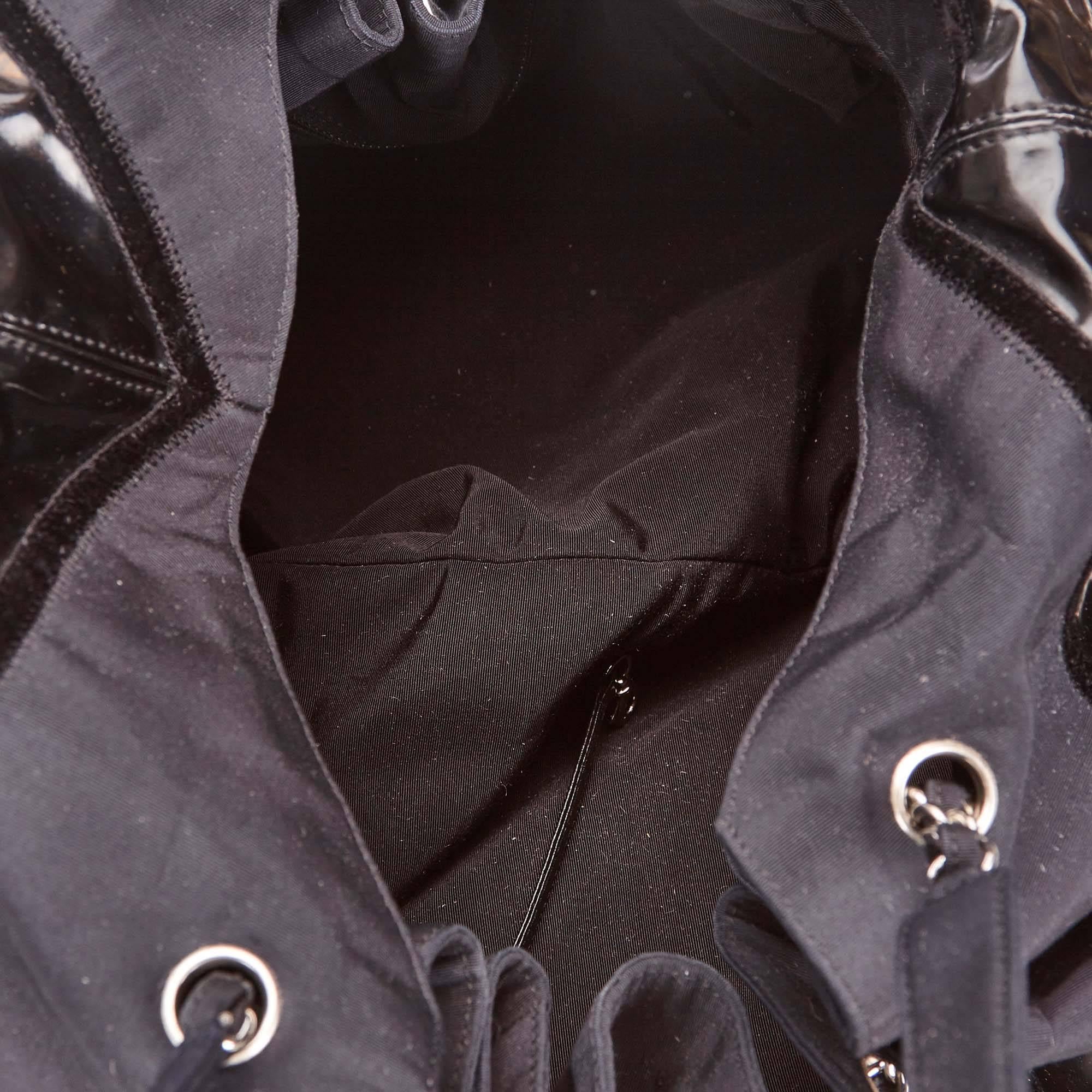Chanel Black Patent and Navy Nylon Stretch Spirit Cabas Tote Bag 2
