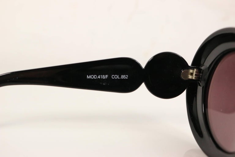 Gianni Versace Black Oval Sunglasses with Black Sapphires For Sale