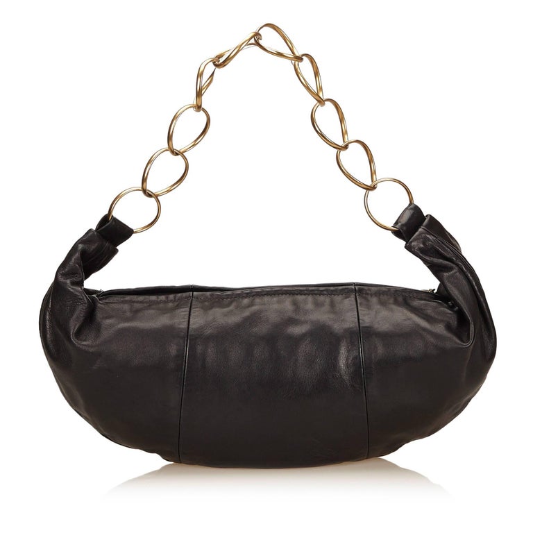 Chanel Black Lambskin Leather CC Ring Hobo Bag at 1stDibs