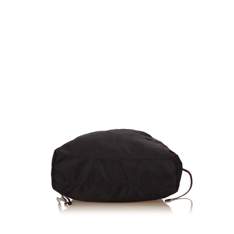 Prada Black Nylon Drawstring Tote Bag at 1stDibs