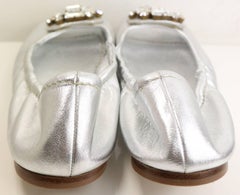 Mui Silber Metallic flache Schuhe mit offener Zehe