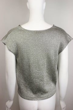 Saint Laurent by Hedi Slimane Silver Metallic Round Neck Top
