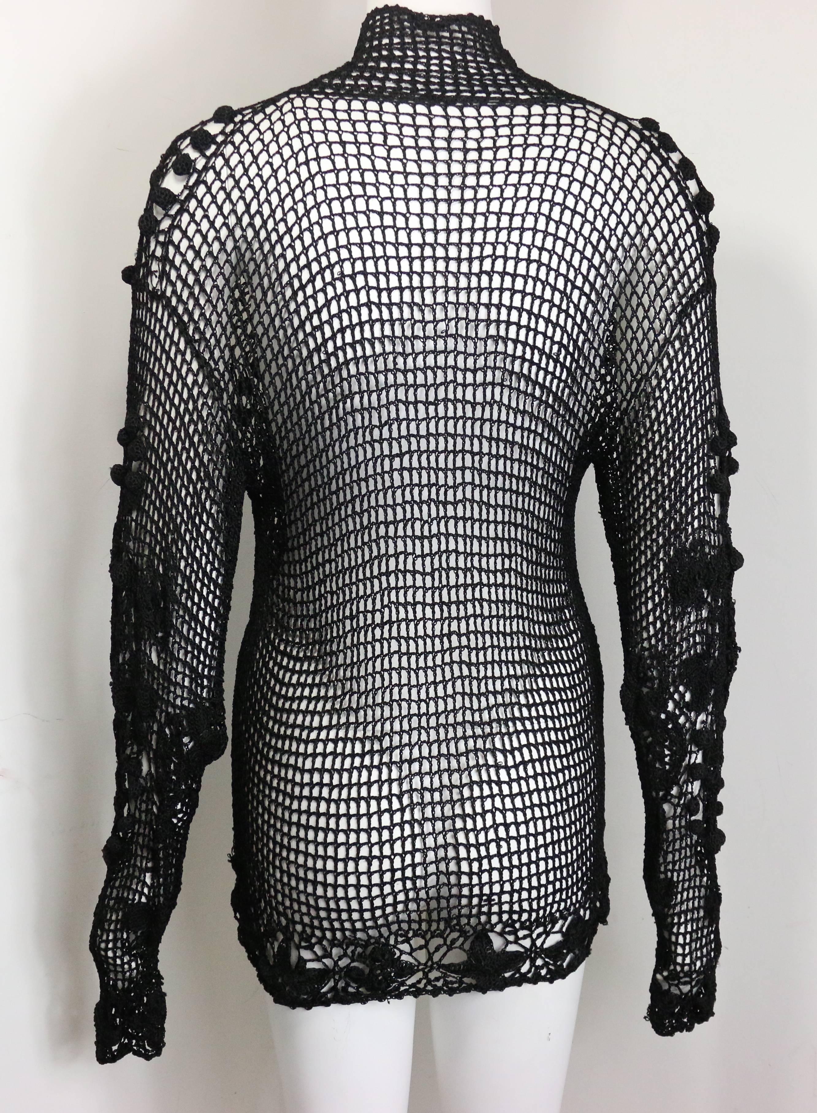 - Vintage 90s black knitted pattern long sleeves top. A very special knitted top. One of a kind!!!


