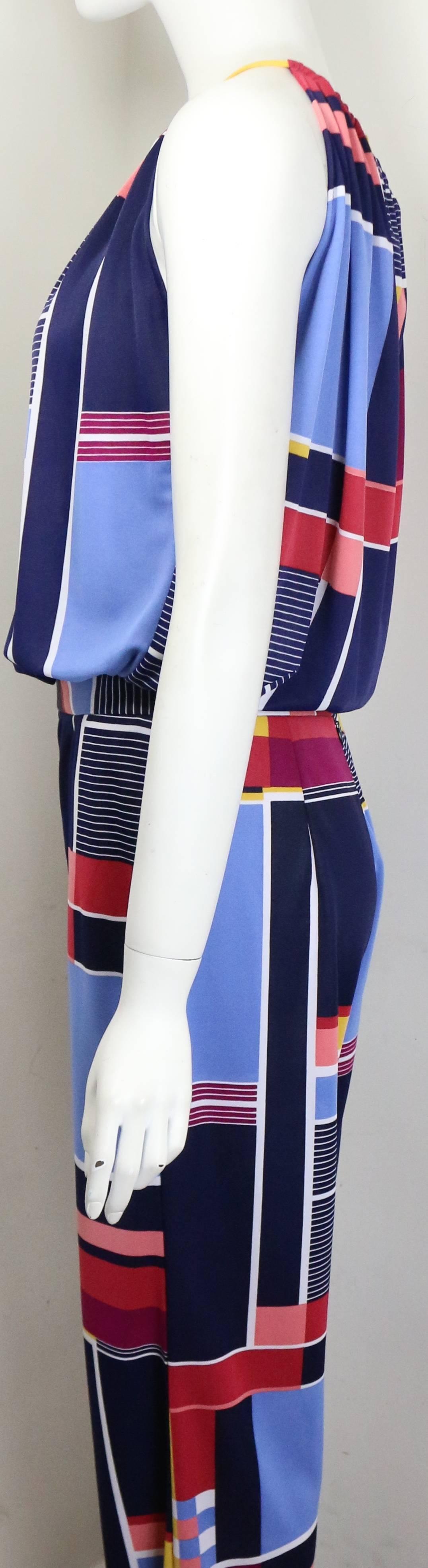 Clements Ribeiro Multi Colour Retro Patterns Blouse and Pants Ensemble  In Excellent Condition For Sale In Sheung Wan, HK