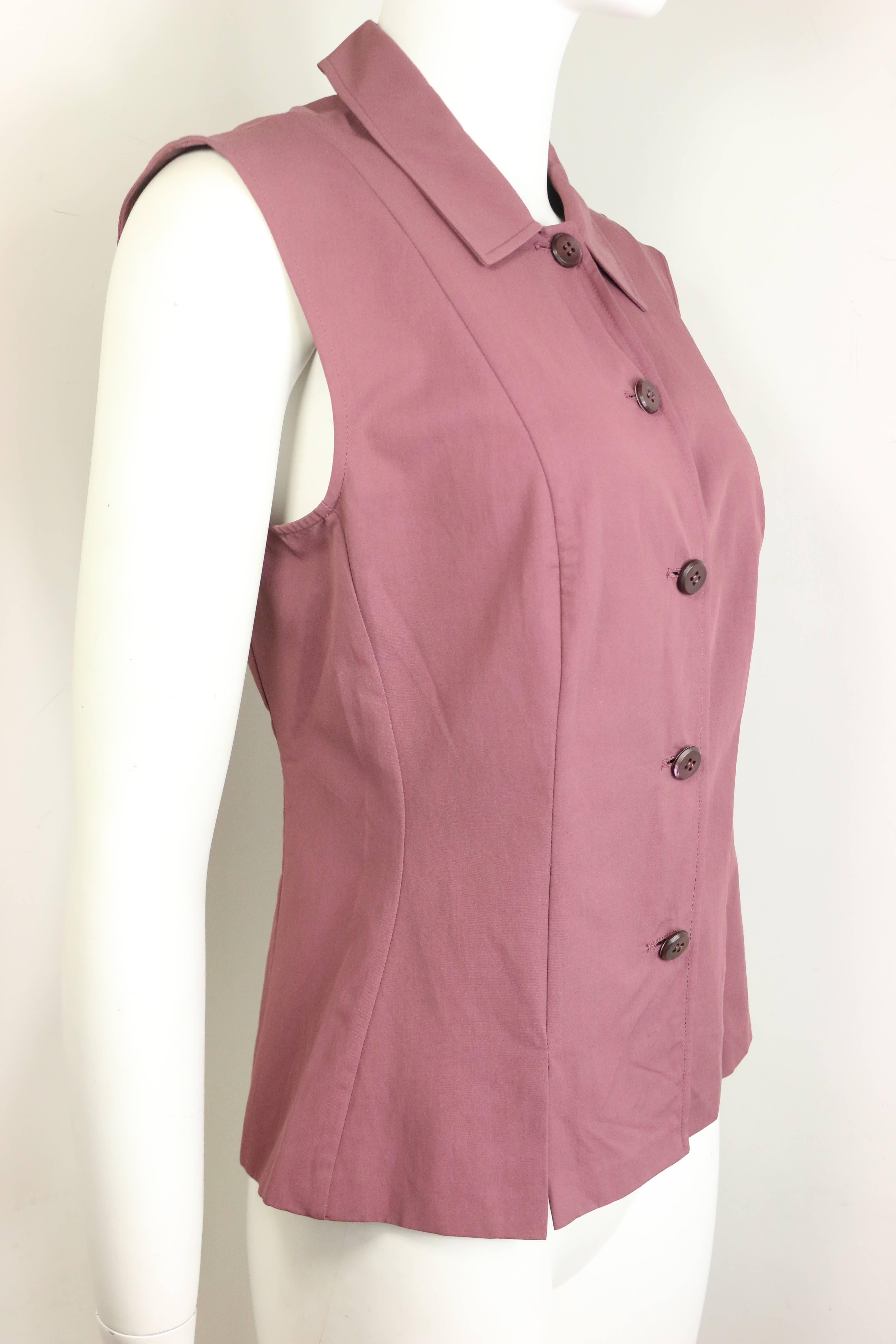 Rose Prada - Chemise rose sans manches à col  en vente