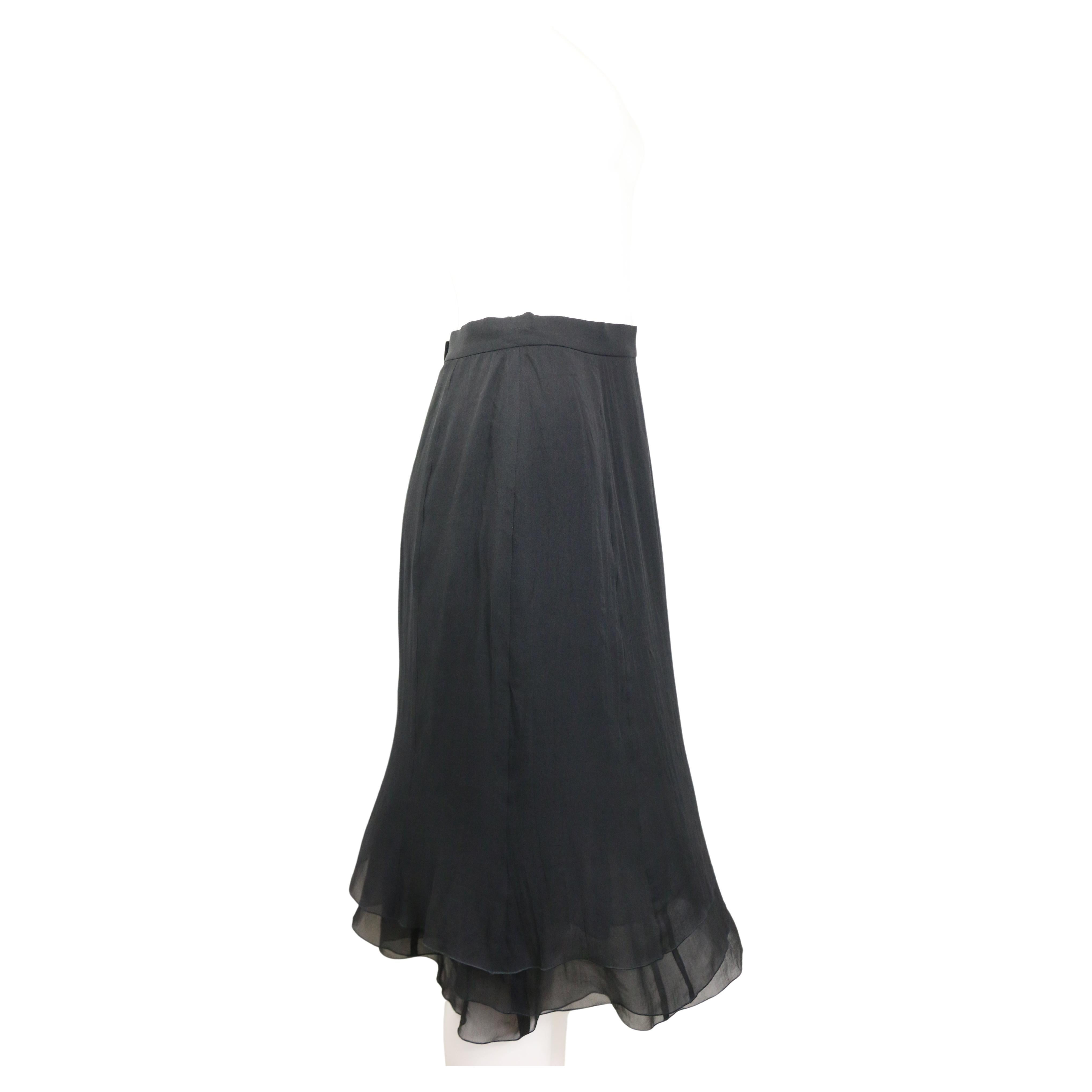 Chanel Black Silk Skirt For Sale