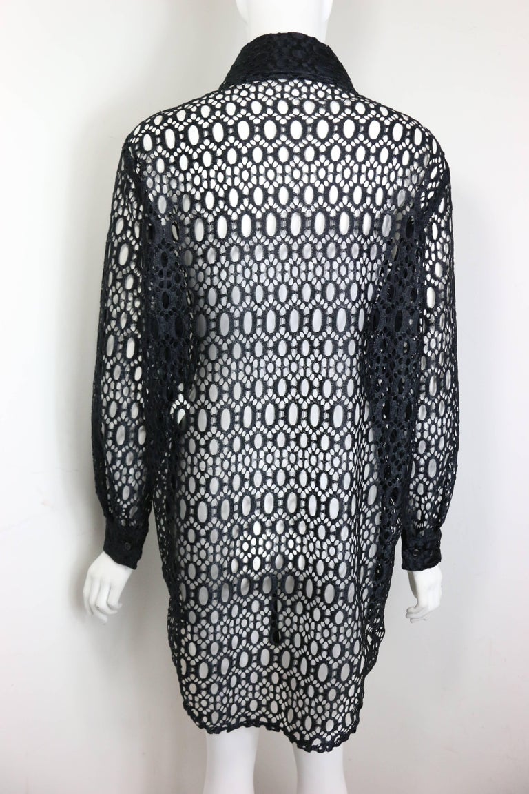 Jeff Gallano Black Lace Oblong Pattern Long Collar Shirt For Sale at  1stDibs | oblong shirt, jeff gallano designer, black lace collared shirt