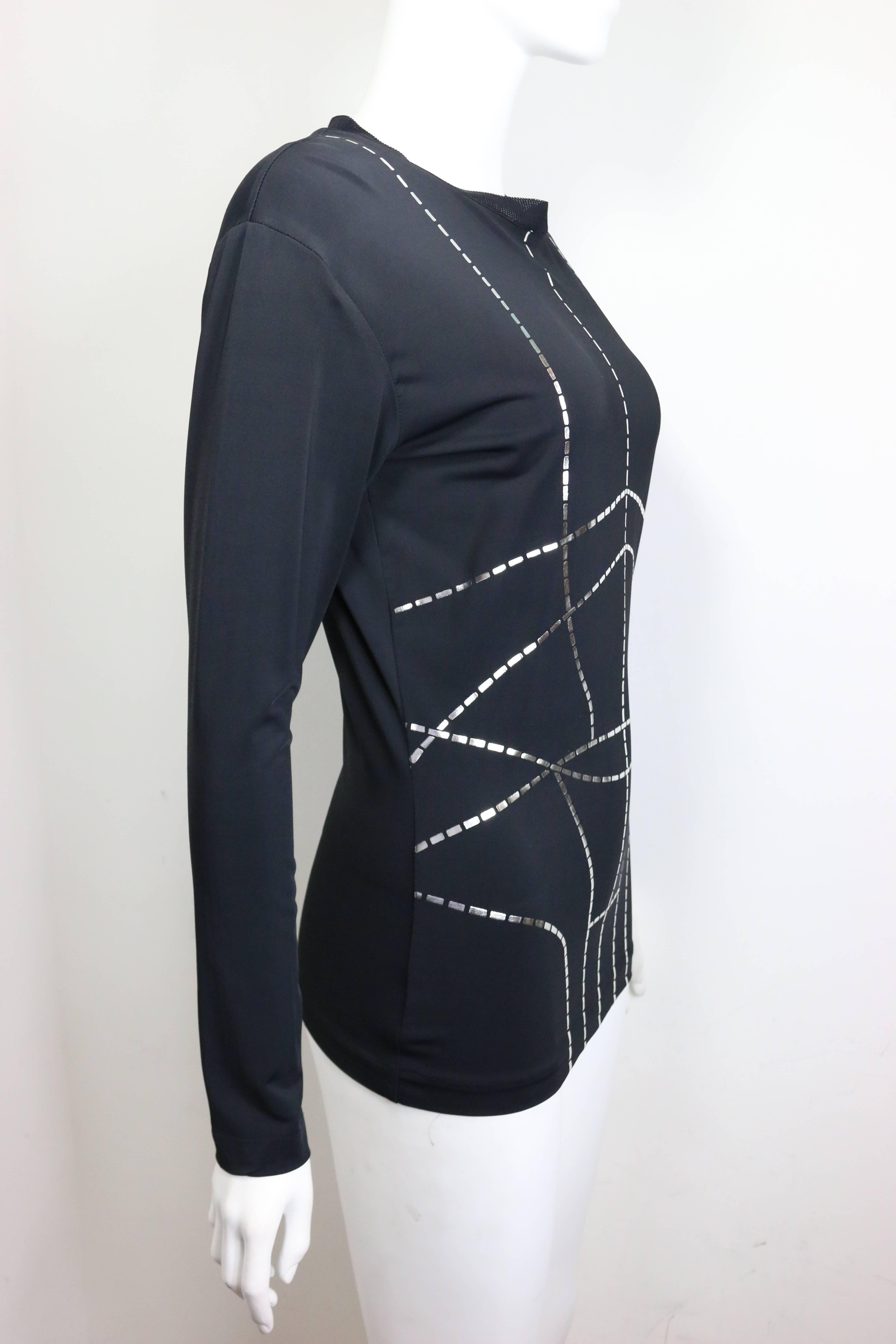 Noir Haut Martine Sitbon tricot noir avec doublures métalliques argentées à motif pull en vente