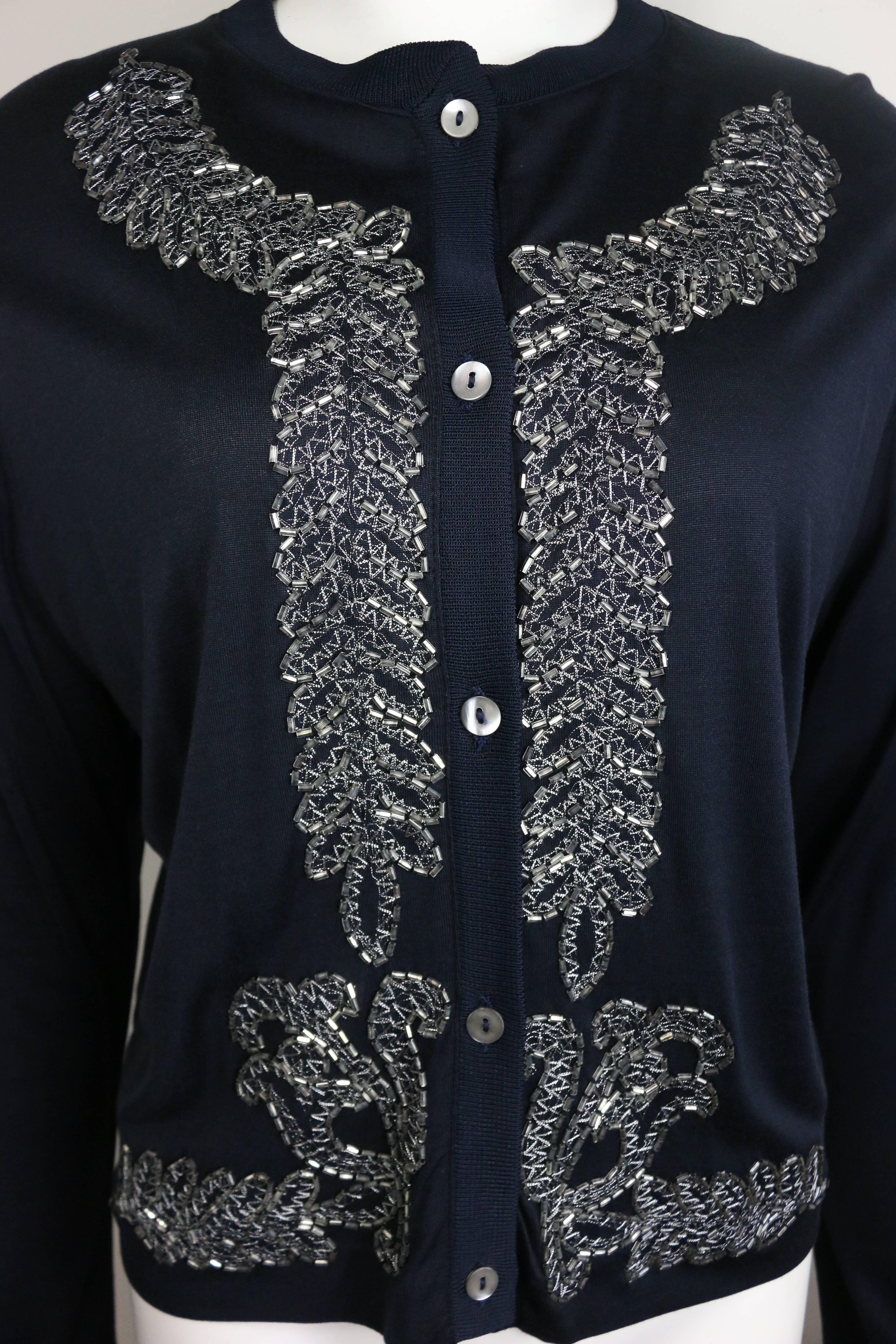 Vintage Martine Sitbon Tricot Black with Silver Sequins Embroidered Cardigan  In New Condition For Sale In Sheung Wan, HK