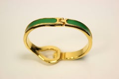Charles Jourdan Gold Plated Green Leather Bracelet